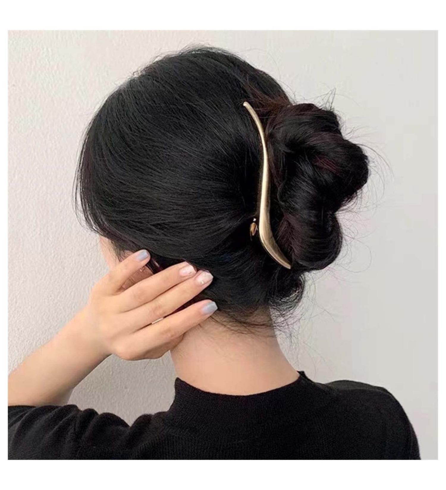 Iaceble Minimalist Metal Hair Clip Barrette - Large Alligator Pin for Women and Girls - Gold - Buy Online on GoSupps.com