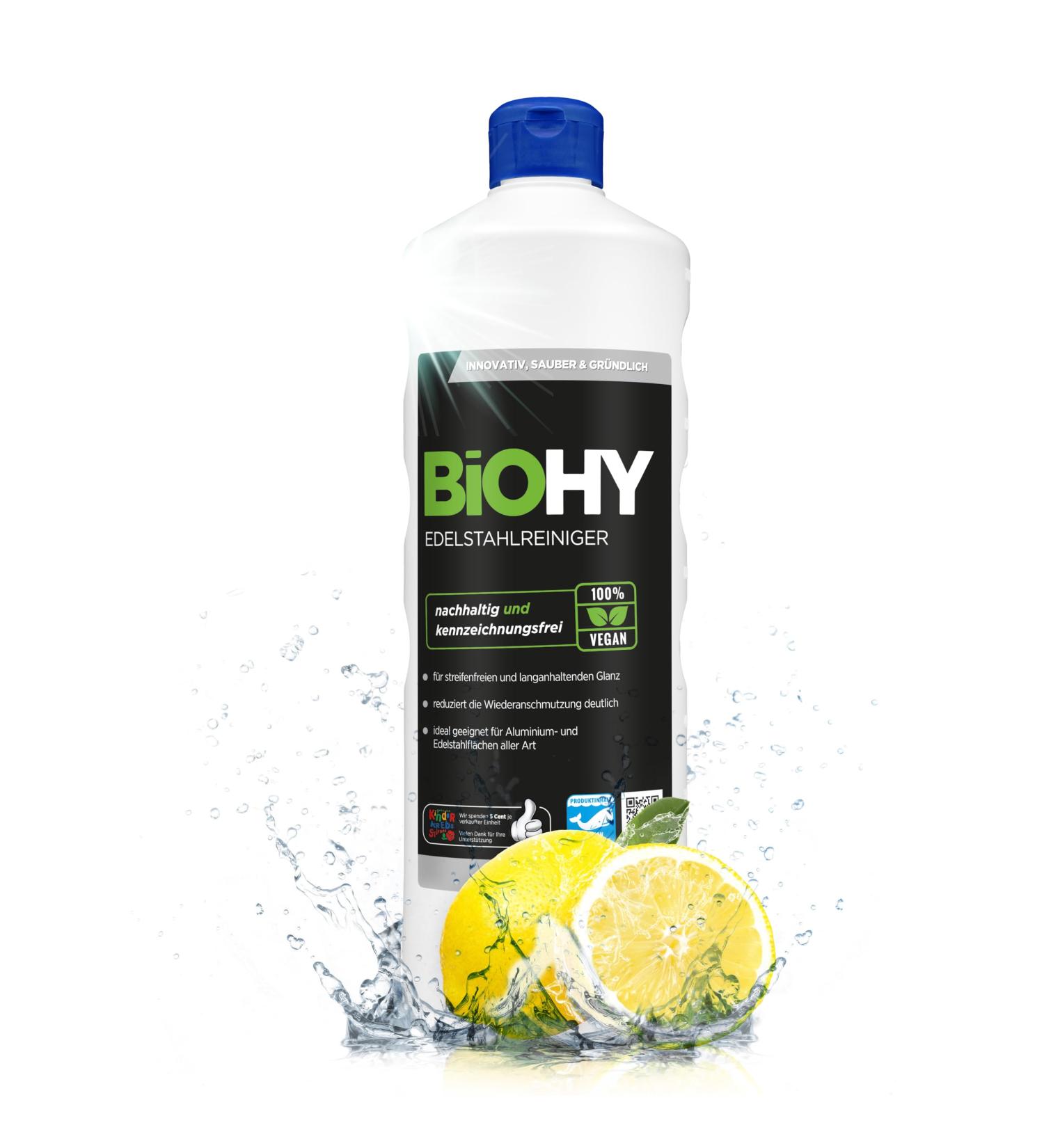 Biohy Stainless Steel Cleaner 1L | Streak-Free Shine for Kitchen Pots & Grill | Ideal for Gastronomy & Household Care - Buy Online on GoSupps.com