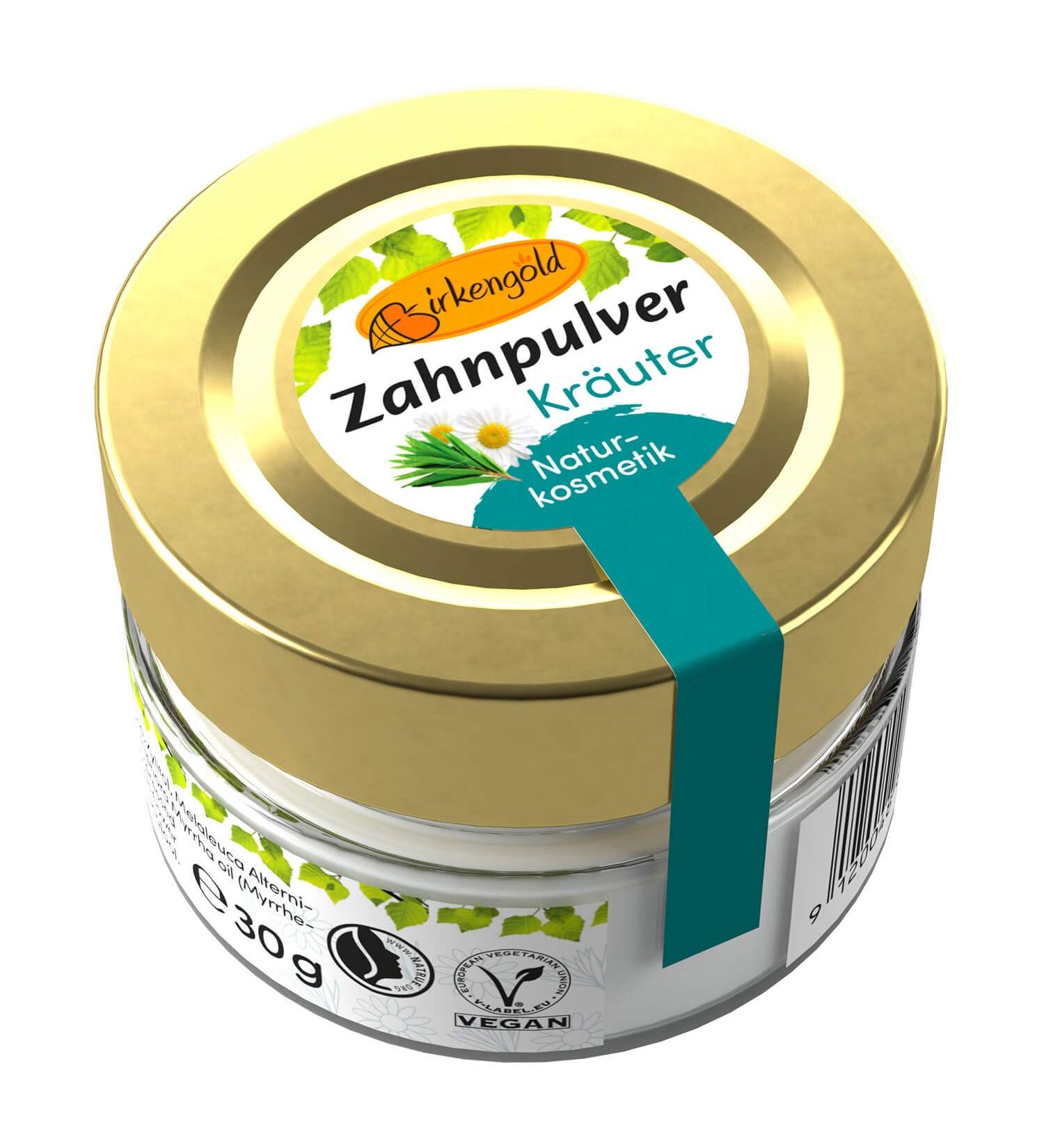 Birch Gold Tooth Powder - 100% Natural Plastic-Free Vegan Herbal Whitening | 30g Glass Pot - Buy Online on GoSupps.com