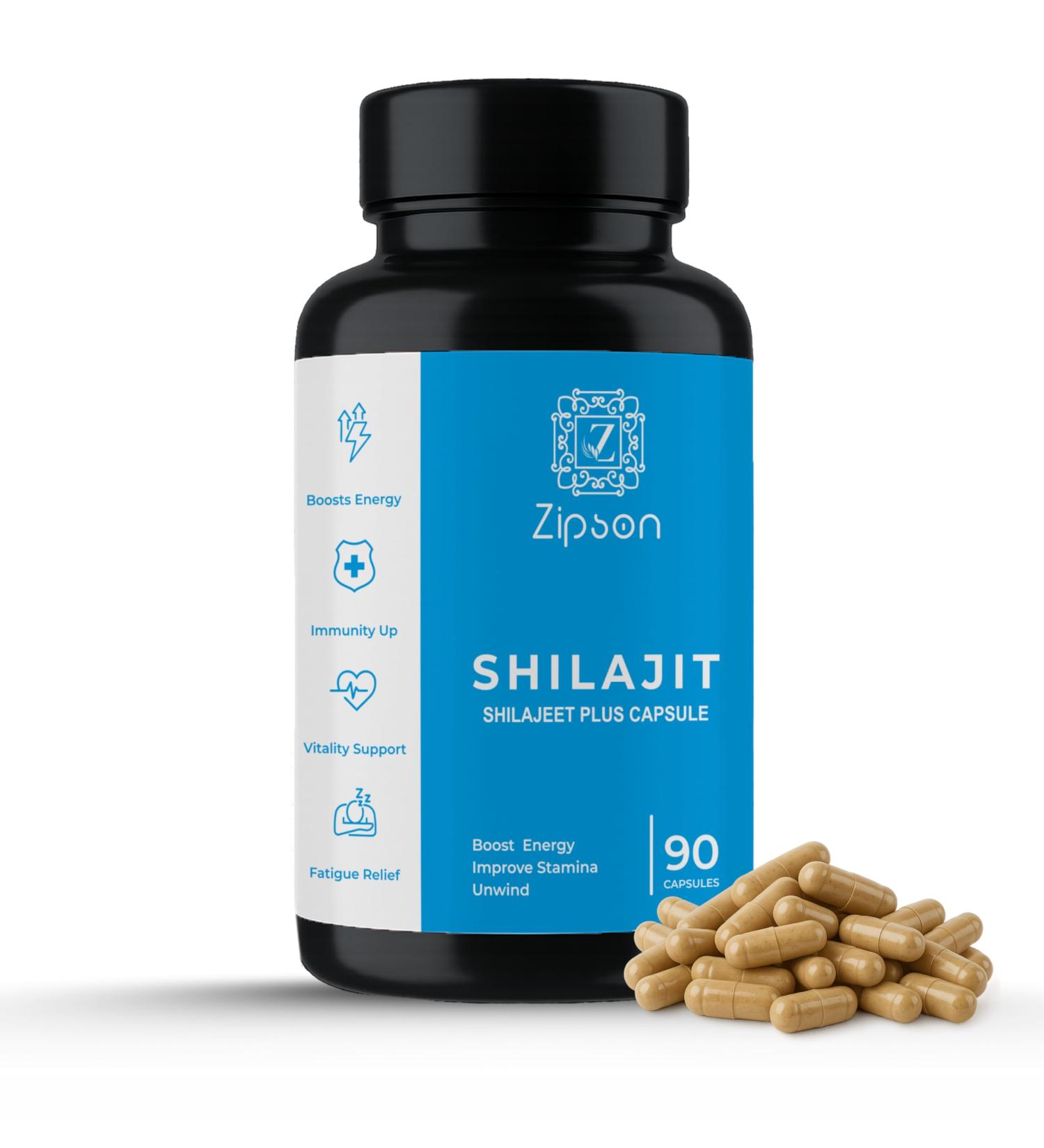ZIPSON Shilajit for Men & Women | 90 Capsules | Himalayan Formula for Extra Power Stamina & Immune Support | with Natural Fulvic Acid | Non-GMO | 500mg Per Serving - Buy Online on GoSupps.com