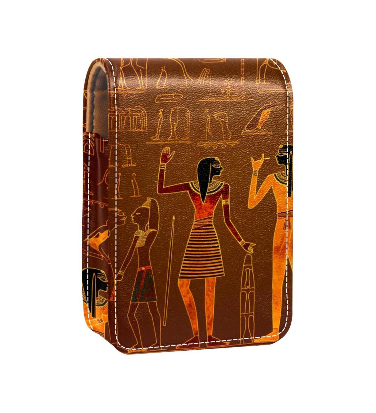 Travel Lipstick Organizer Case - Portable Makeup Bag with Mirror in Ancient Egyptian Style | Shop Now - Buy Online on GoSupps.com