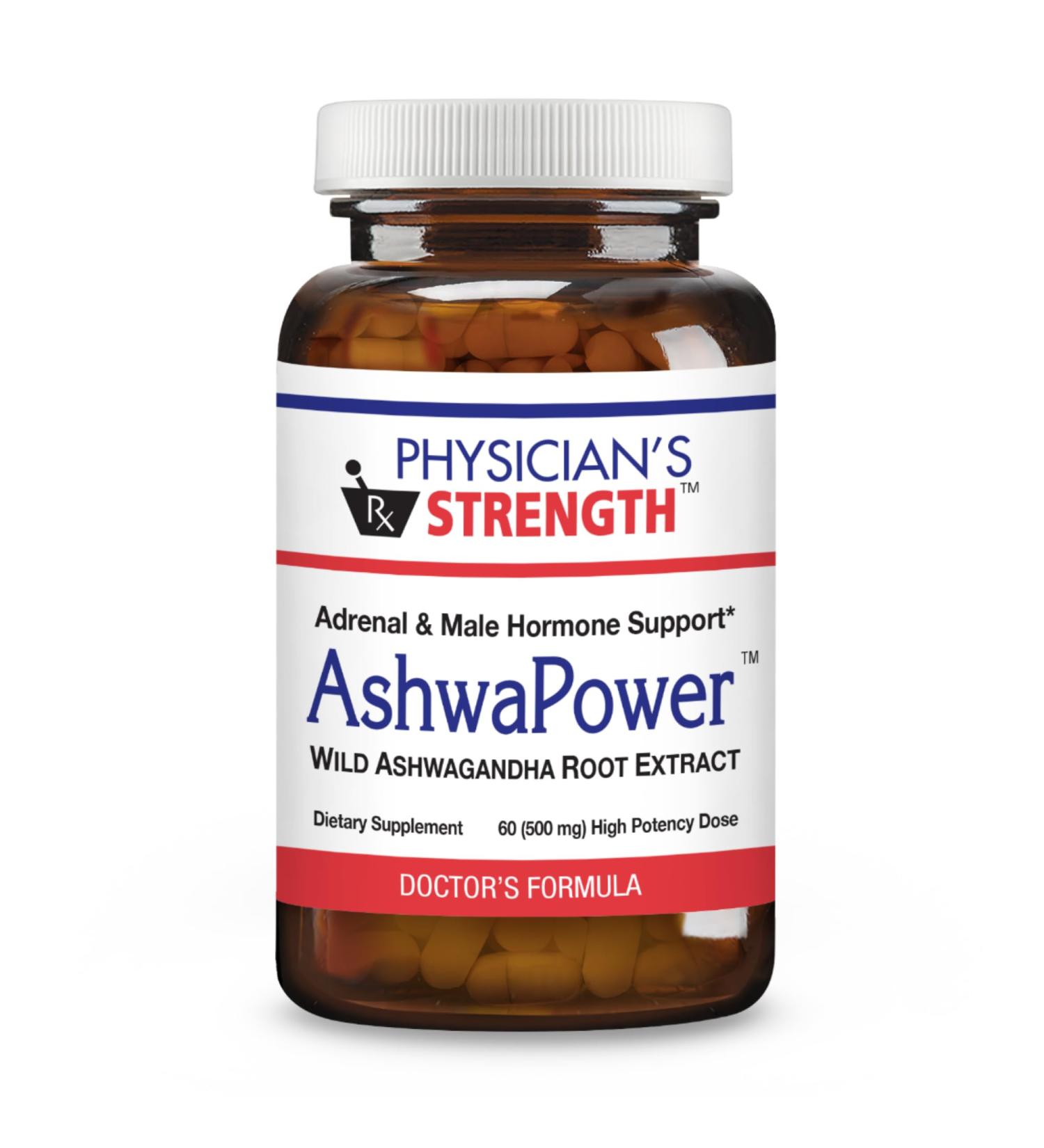 Physician's Strength AshwaPower - 60 Capsules - Wild Ashwagandha Root Extract - Supports Overall Health & Energy - Non-GMO - 30 Servings - Buy Online on GoSupps.com