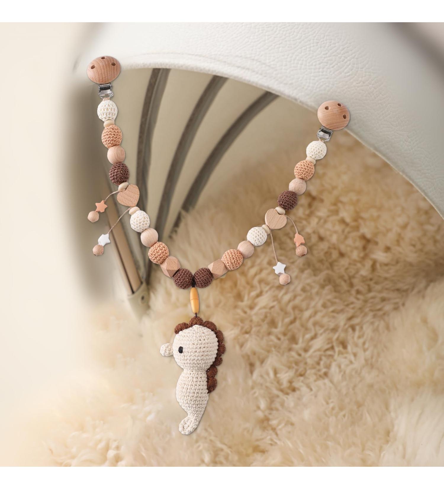 Buy Mamimami Home Wood & Cotton Crocheted Hippocampus Stroller Chain Toy - Perfect Birth Gift for Girls & Babies 0+ Months - Buy Online on GoSupps.com