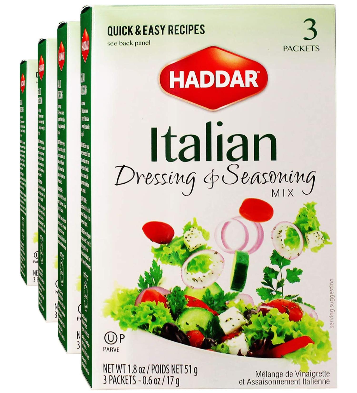 Haddar Gluten Free Italian Dressing & Seasoning Mix 1.8oz - 4 Pack (12 Packets) | Seasoning & Salad Dressing - Buy Online on GoSupps.com