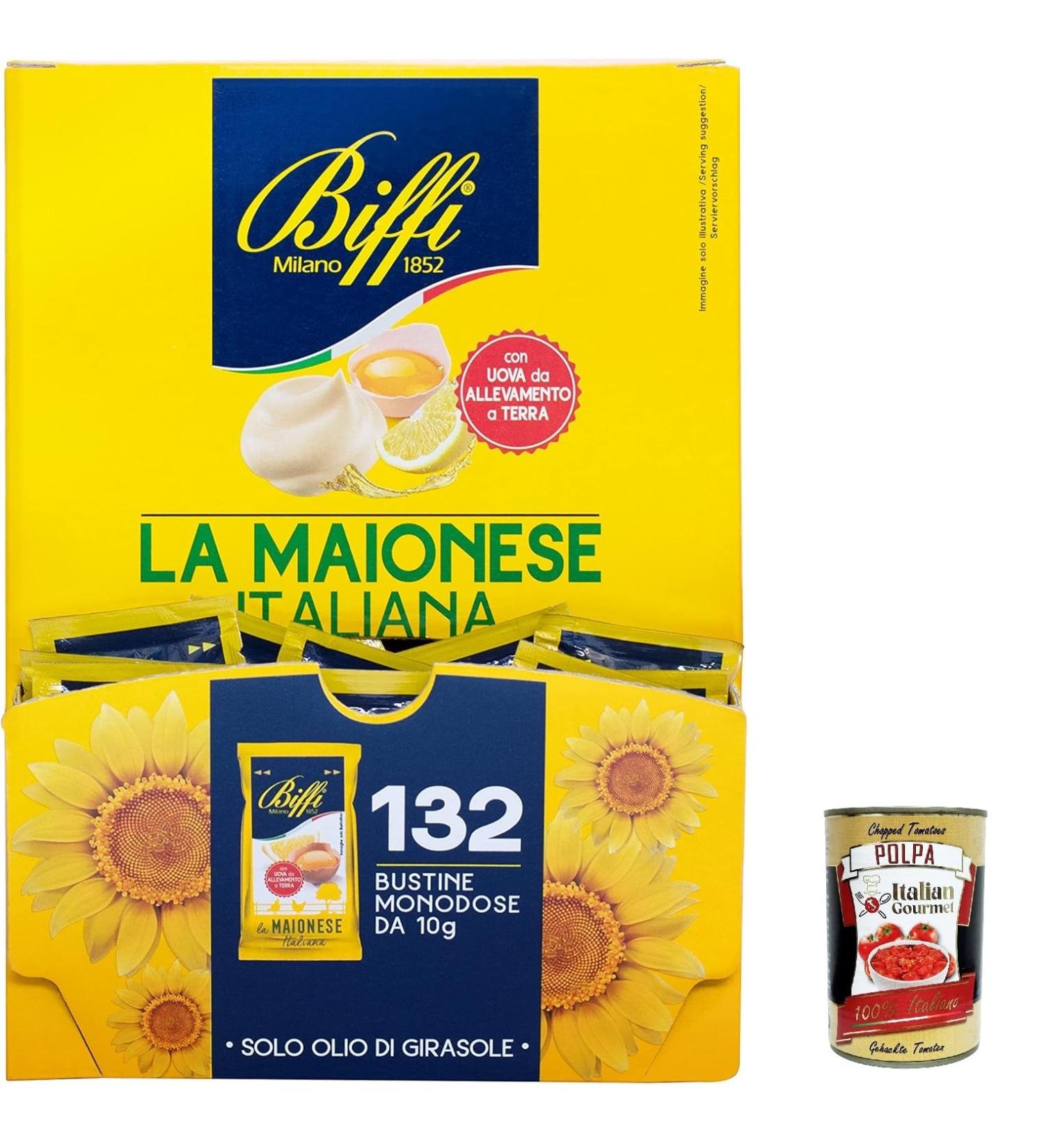  Italian Gourmet E.R. Biffi Pack of 132 sachets of Italian mayonnaise (132 sachets of 10g each) + 400g of Italian gourmet polpa - Buy Online on GoSupps.com