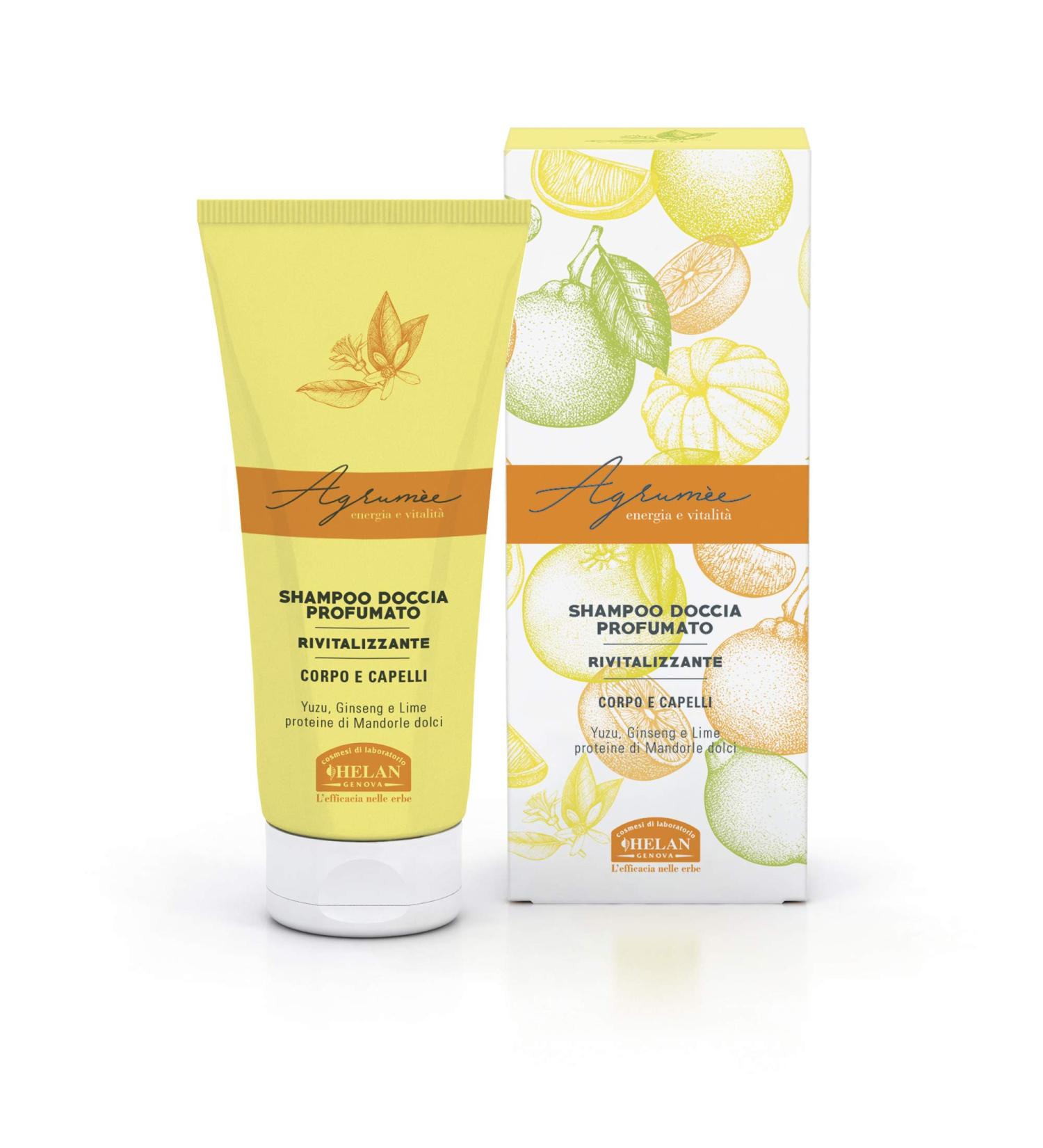 Helan Agrum e - Gentle Shower Gel and Shampoo for Body and Hair with Lime Ginseng and Sweet Almond Proteins Revitalising Action - Scented Hair & Body Wash with Citrusy Aroma - Made in Italy 200 ml - Buy Online on GoSupps.com