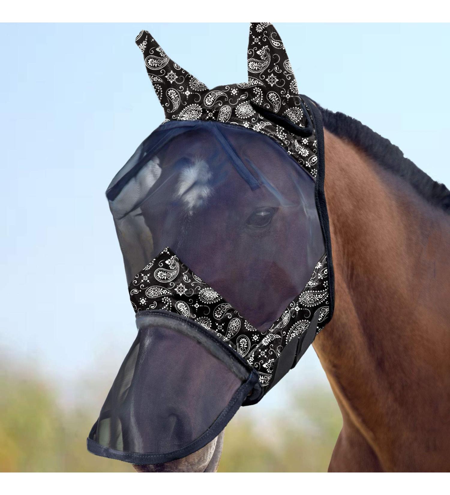 Harrison Howard CareMaster Horse Fly Mask - Long Nose & Ears UV Protection for Horses - XL Paisley Wave - Buy Online on GoSupps.com