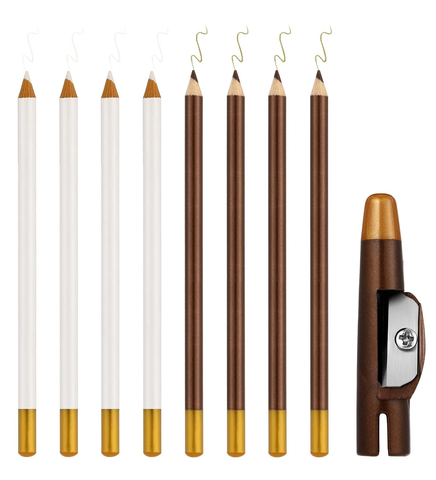 Barber Pencil Set with Sharpener - Beard & Hairline Shaping Razors, Trace & Guide Tools for Men (White/Light Brown) - Buy Online on GoSupps.com