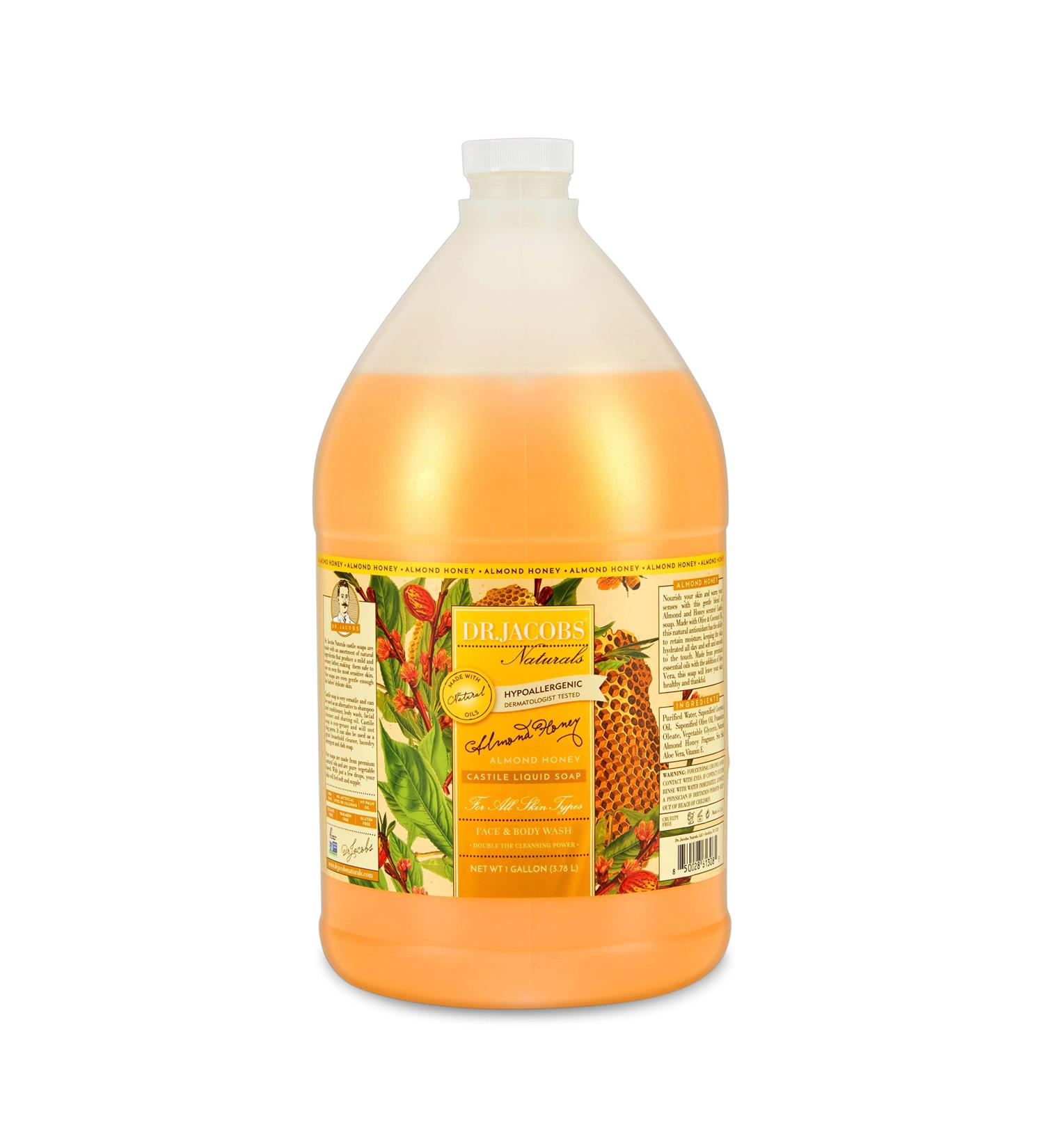 Dr. Jacobs Naturals Castile Almond Honey Body Wash Refill - 128 oz - Gentle, Effective & Sulfate-Free - Paraben-Free, Cruelty-Free Formula - Nourish Your Skin - Buy Online on GoSupps.com