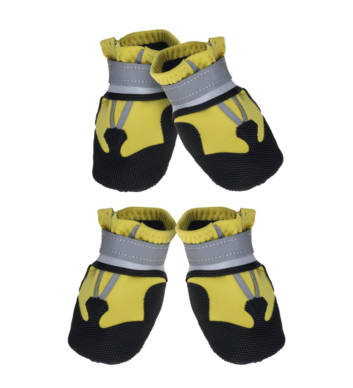 Reestboo Dog Shoes - Non-Slip Winter Boots for Small Dogs with Reflective Strap & Velcro Fastener - 4 Pack Snow Protection - Yellow (S) - Buy Online on GoSupps.com
