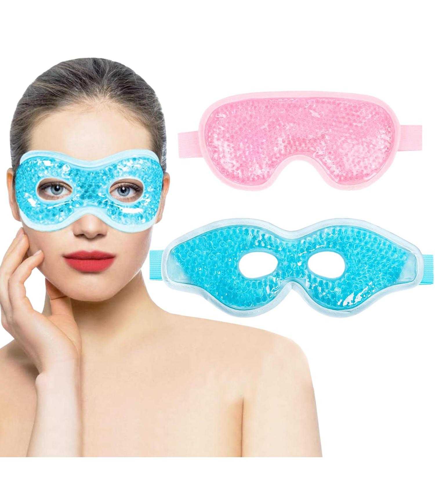 Piwosgol 2-Piece Cooling Eye Mask Set | Reusable Gel Therapy for Migraines Swollen Eyes & Dryness - Blue & Pink - Buy Online on GoSupps.com