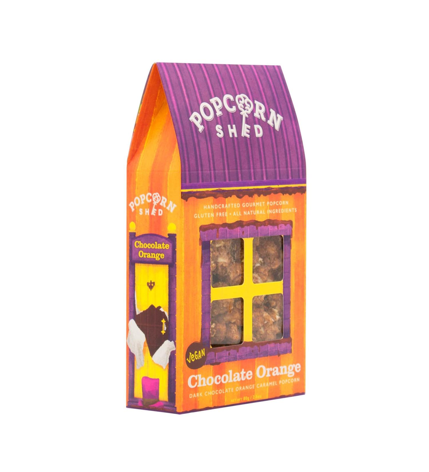 Popcorn Shed Chocolate Orange Gourmet Popcorn Gift Box - Gluten Free Vegan Snack 80g - Perfect for Movie Night - Christmas Popcorn - Pack of 1 - Buy Online on GoSupps.com
