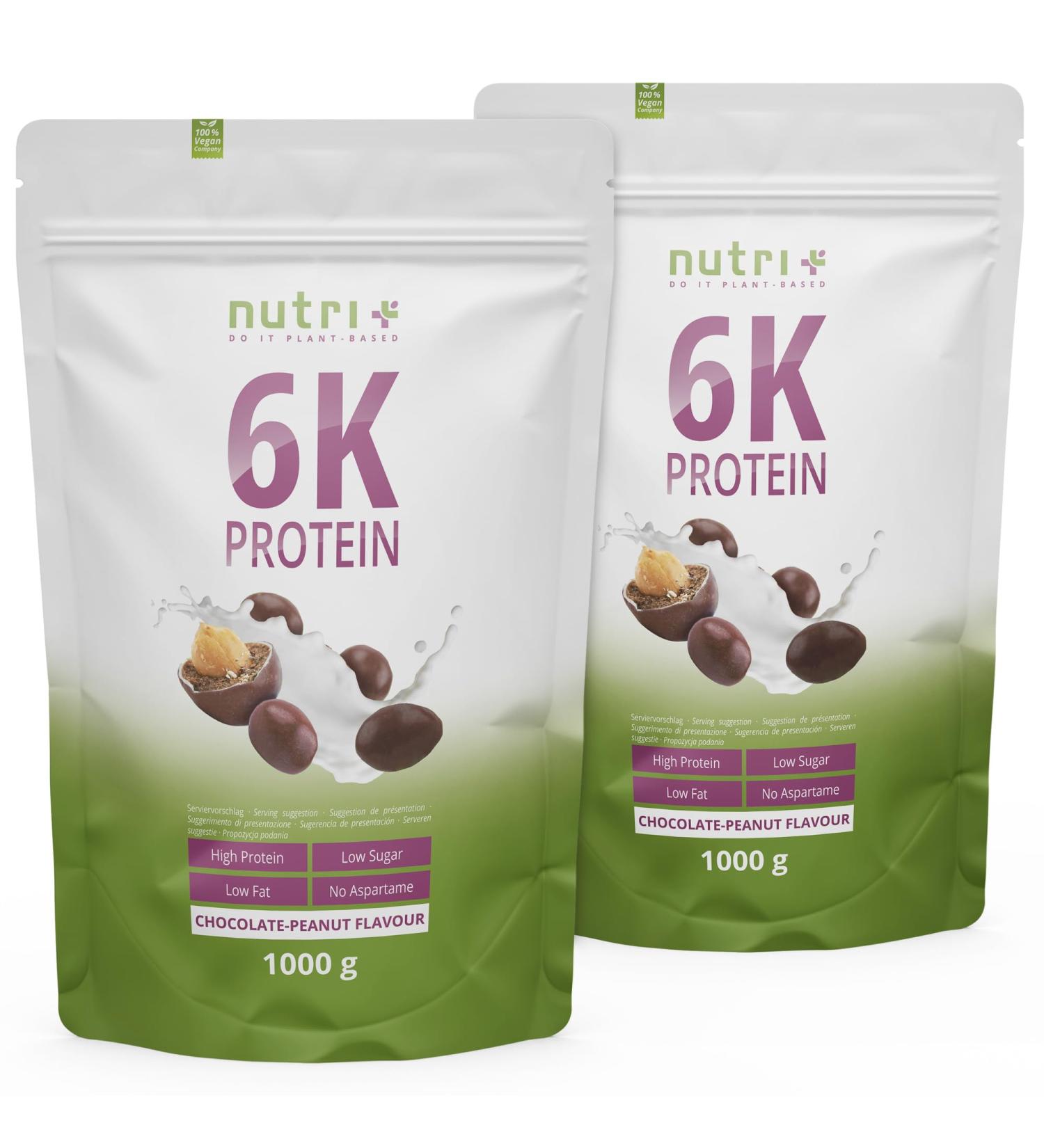Nutri + Protein Powder Chocolate Peanut 2 kg - Dairy & Whey-Free Protein Blend - Double Pack for Optimal Nutrition - Buy Online on GoSupps.com