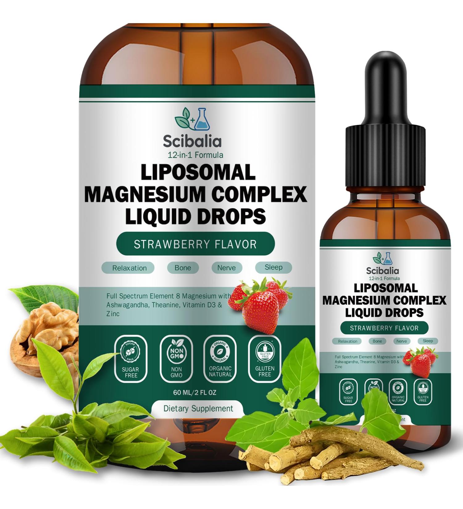 Magnesium Complex Supplement 8 Elemental 1000mg - Magnesium Glycinate, Citrate, Malate, Taurate, Chelated for Easy Absorption for Bones Muscle Recovery Energy, Liposomal Liquid Potency Than Capsules - Buy Online on GoSupps.com