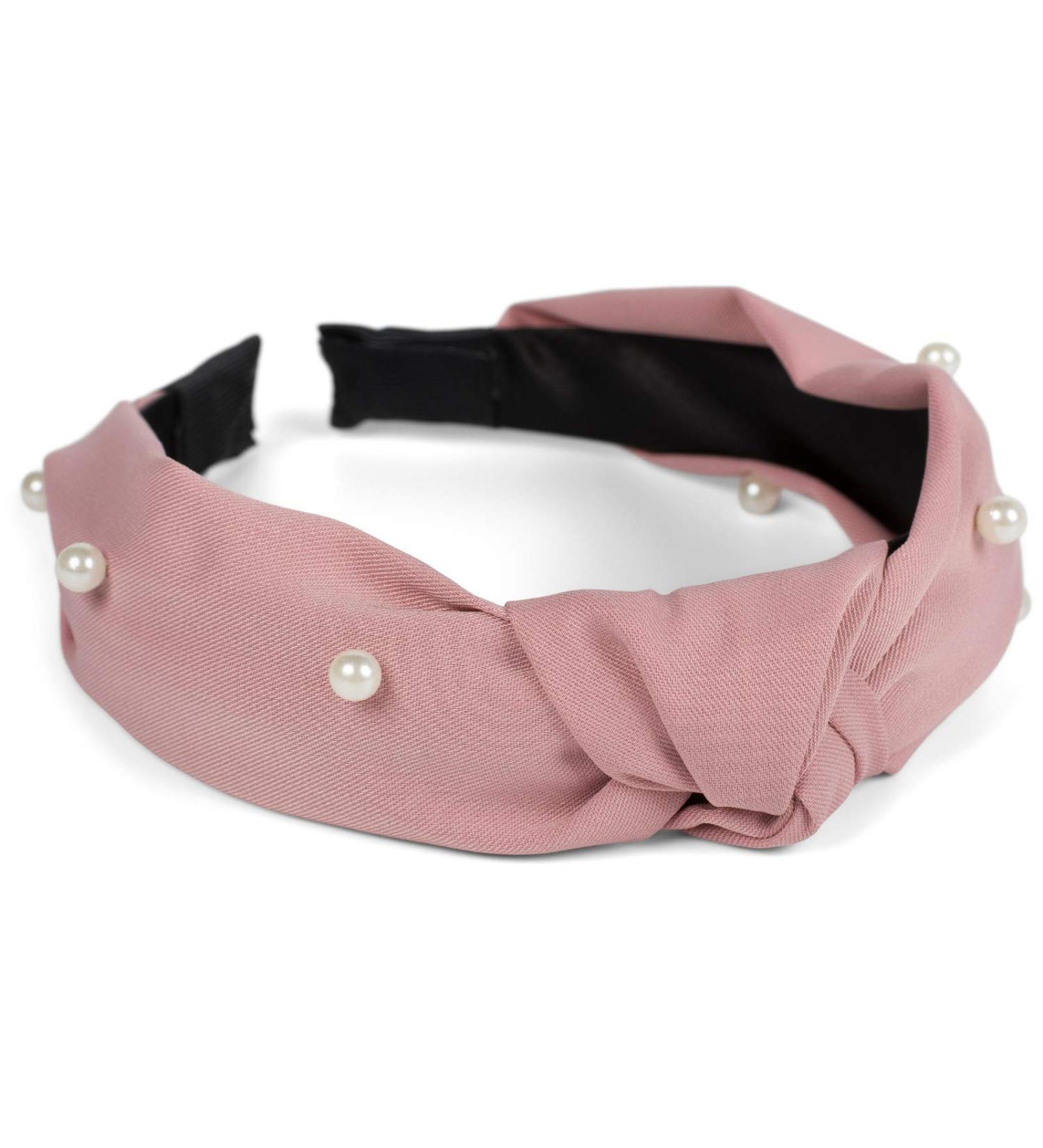 styleBREAKER Women's Mauve Fabric Headband with Pearl Appliqu & Knot Detail | Retro Hair Accessory - Buy Online on GoSupps.com