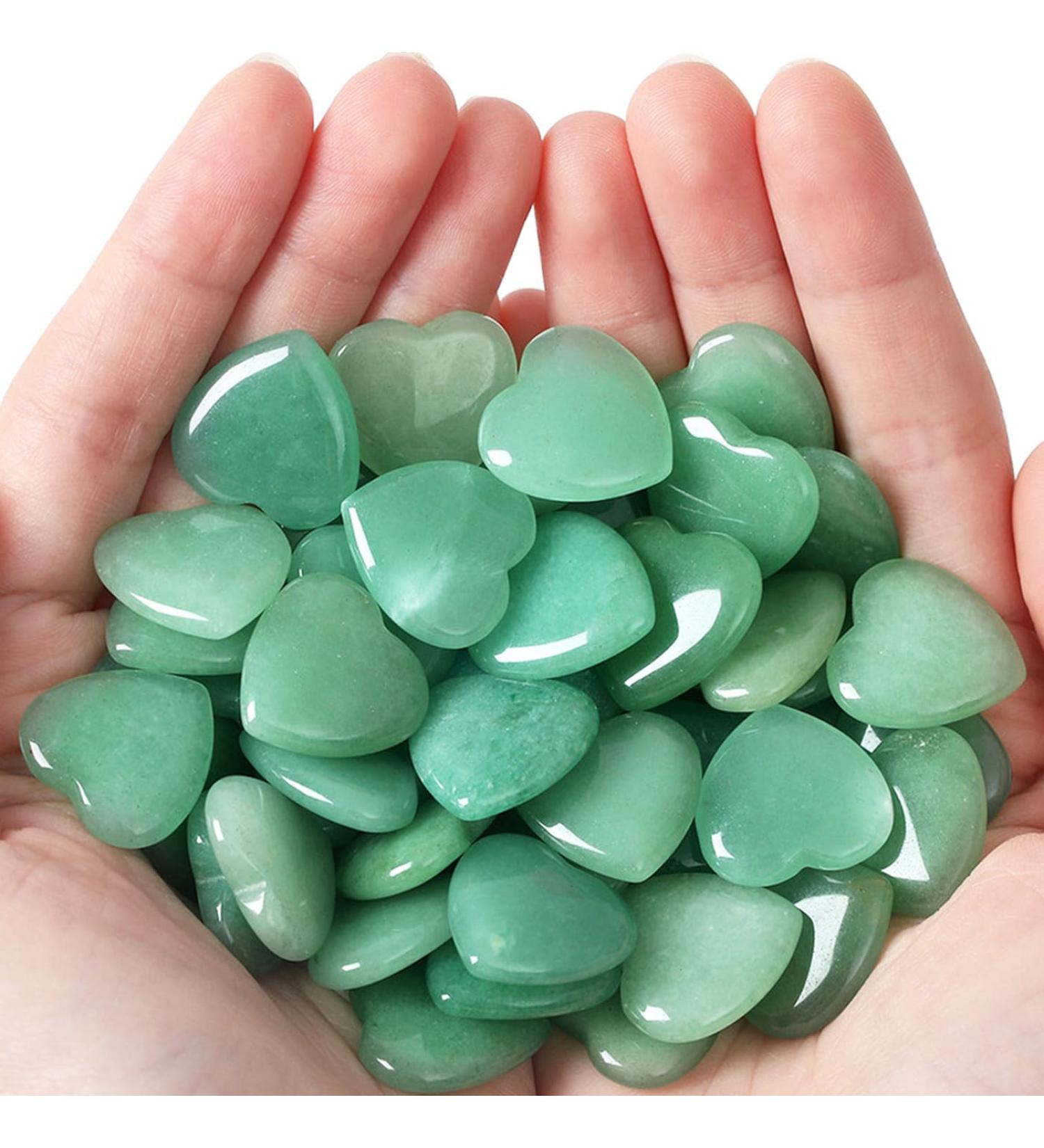 Xiannvxi 20pcs Green Aventurine Crystal Heart Stones - Natural Gemstones for Healing & Reiki | Love Palm Bag Stones - Buy Online on GoSupps.com