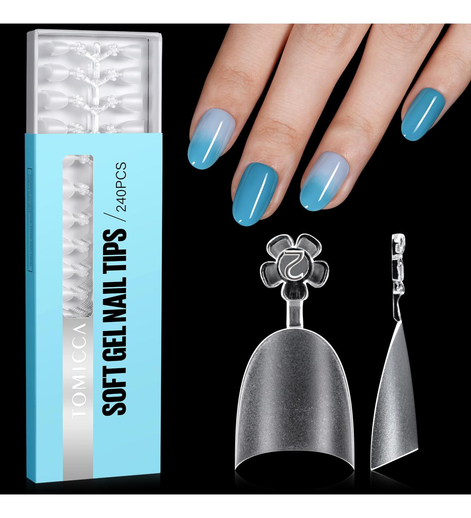 Tomicca 240 Pieces Clear Nail Tips - Acrylic Half Cover French & Oval Sets | 12 Sizes for DIY Nail Studios & Extensions - Buy Online on GoSupps.com