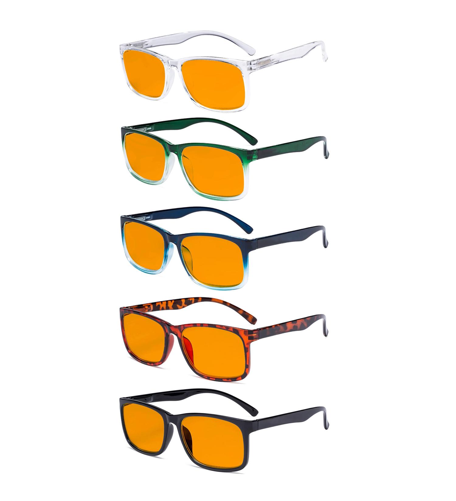 Eyekepper Blue Light Blocking Reading Glasses - 5 Pack Square Computer Readers Orange Tinted +2.50 | Shop Internationally - Buy Online on GoSupps.com