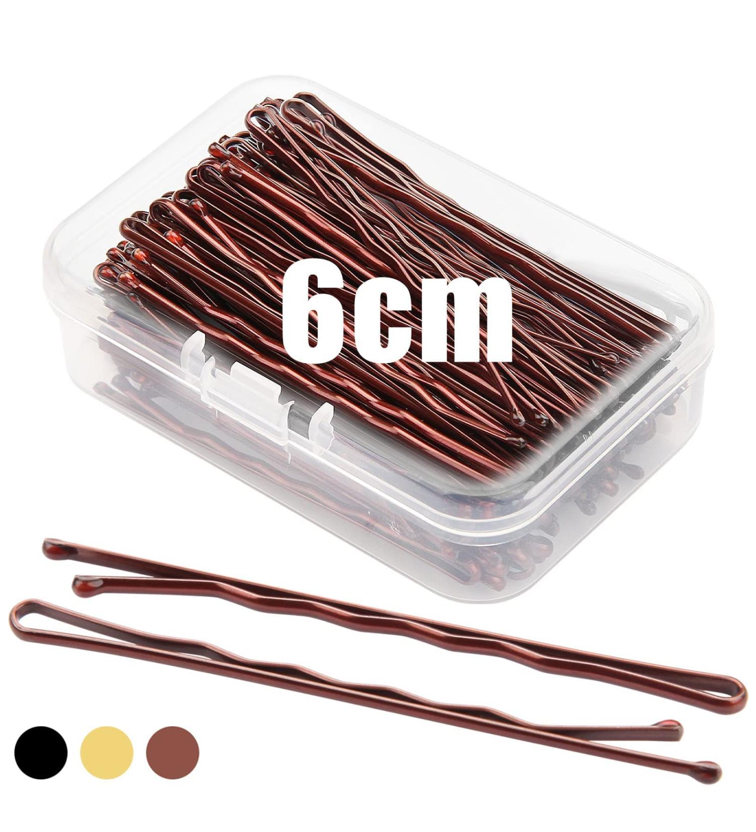 100pcs Brown Bobby Pins 6cm for Thick Hair | Long Kirby Grips with Storage Box | Hair Accessories for Women | Ideal for Makeup & Hair Styling - Buy Online on GoSupps.com