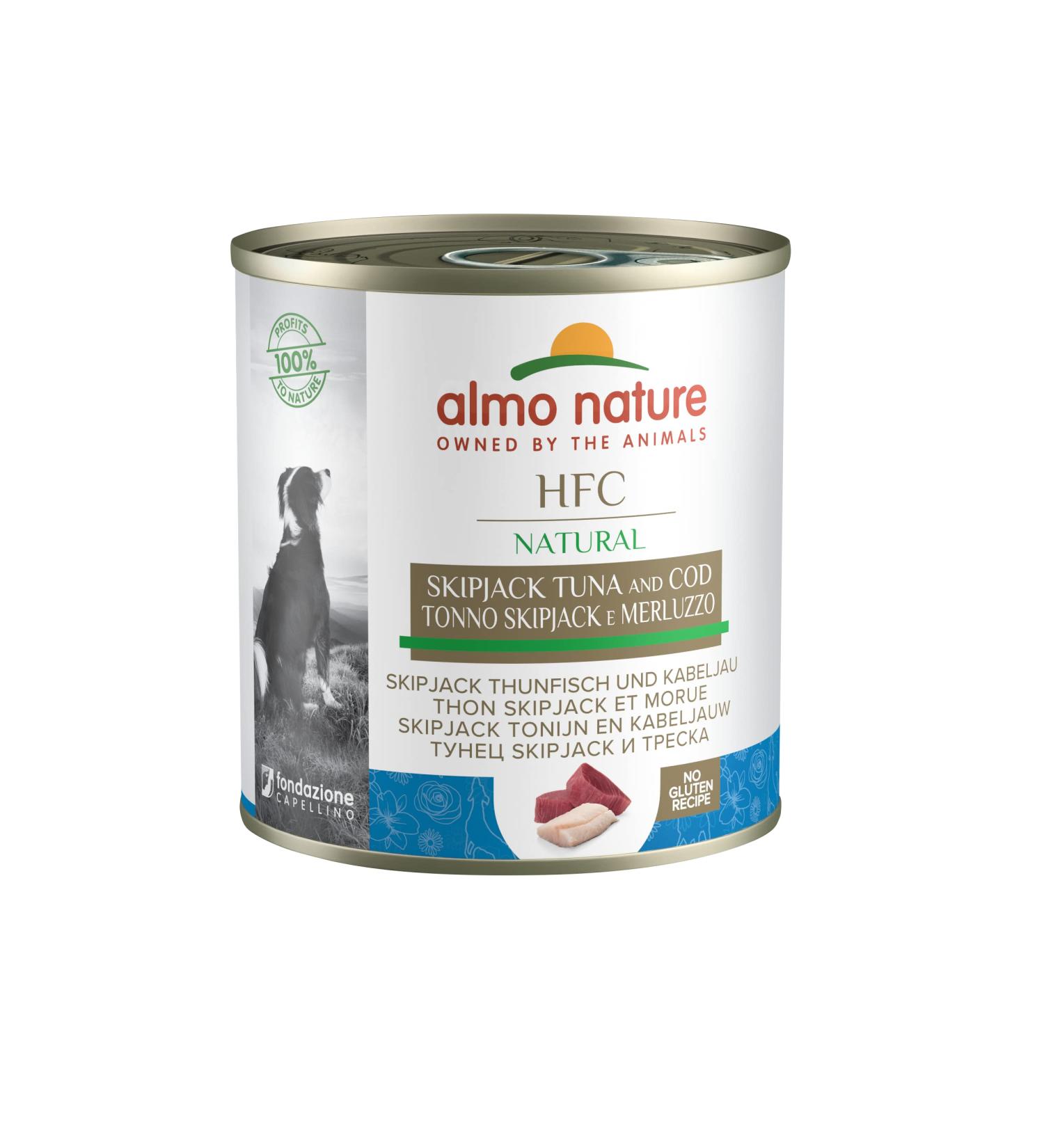 Almo Nature HFC Natural Wet Dog Food - Skip Jack Tuna & Cod 290g (12 Pack) - Premium Quality  - Buy Online on GoSupps.com