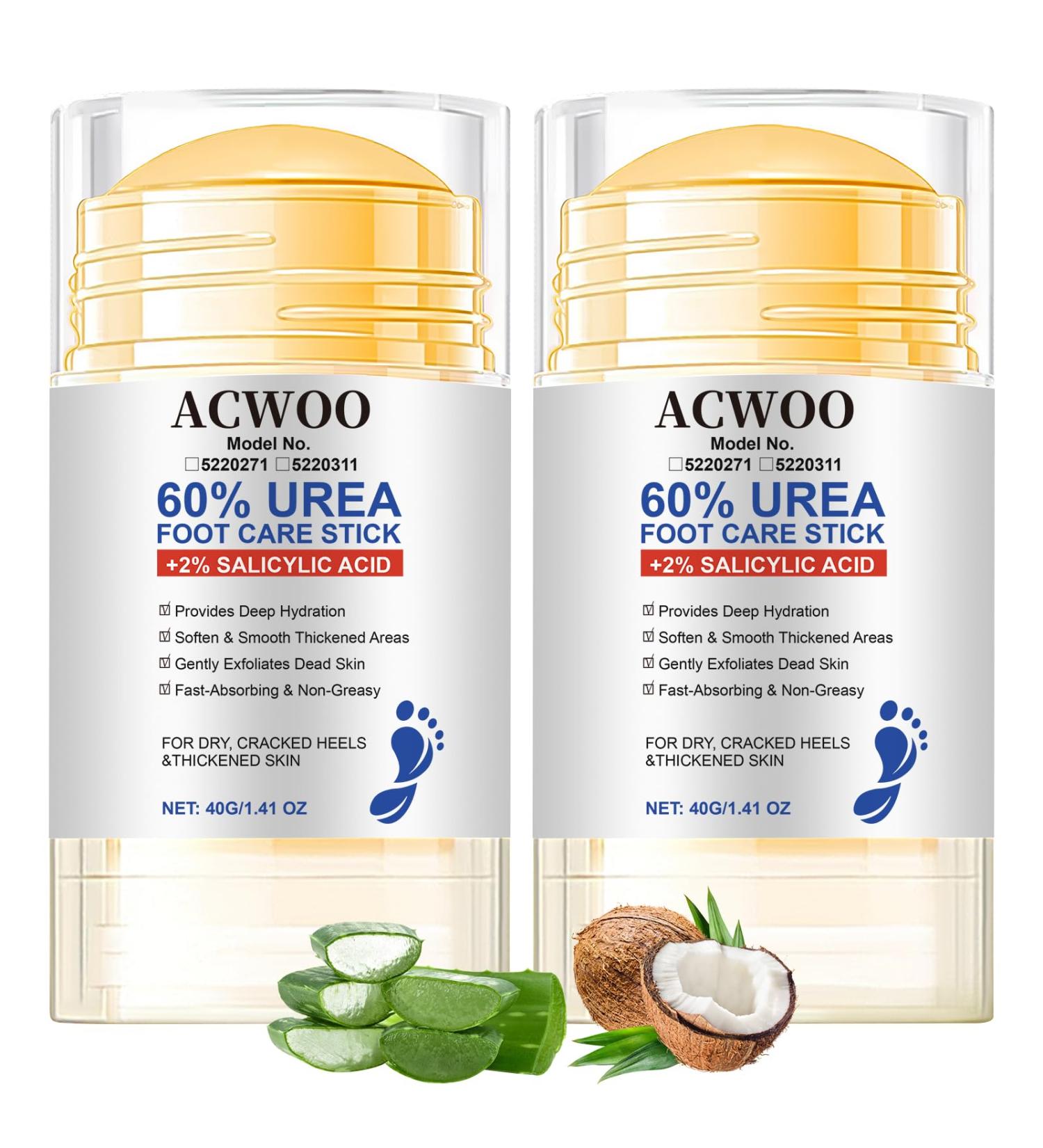 ACWOO 2pc Moisturizing and antichapped foot cream urea foot cream 60 + 2 salicylic acid foot cream for very dry feet heel balm relieves itching in dry cracked feet heels and elbows 40 g - Buy Online on GoSupps.com