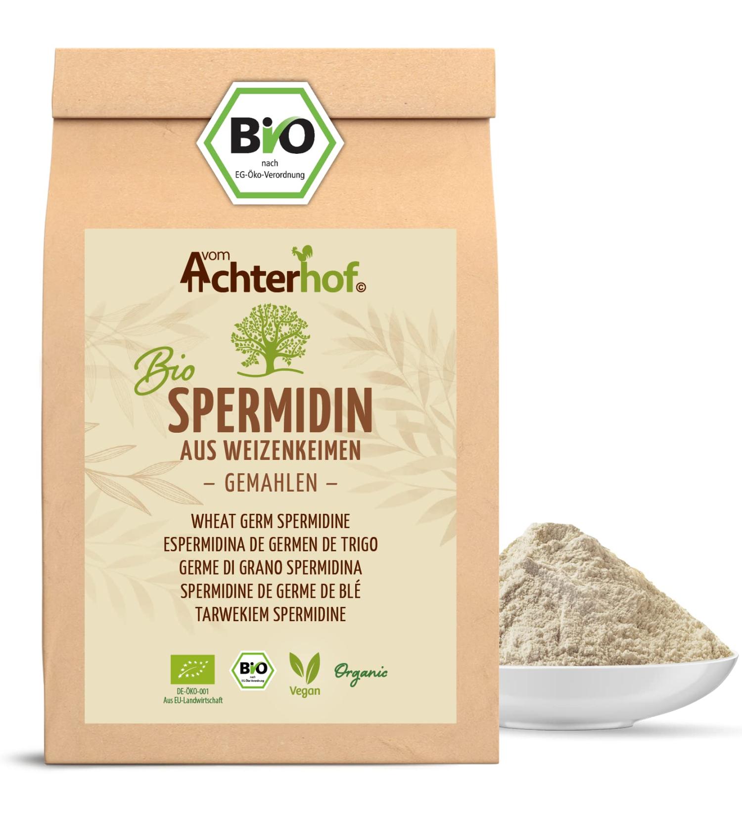 Spermidine from Wheat Germ Bio 250g | 400mg/kg | Protein-Rich Powder | Sub-Oiled & Finely Ground | Achterhof - Buy Online on GoSupps.com