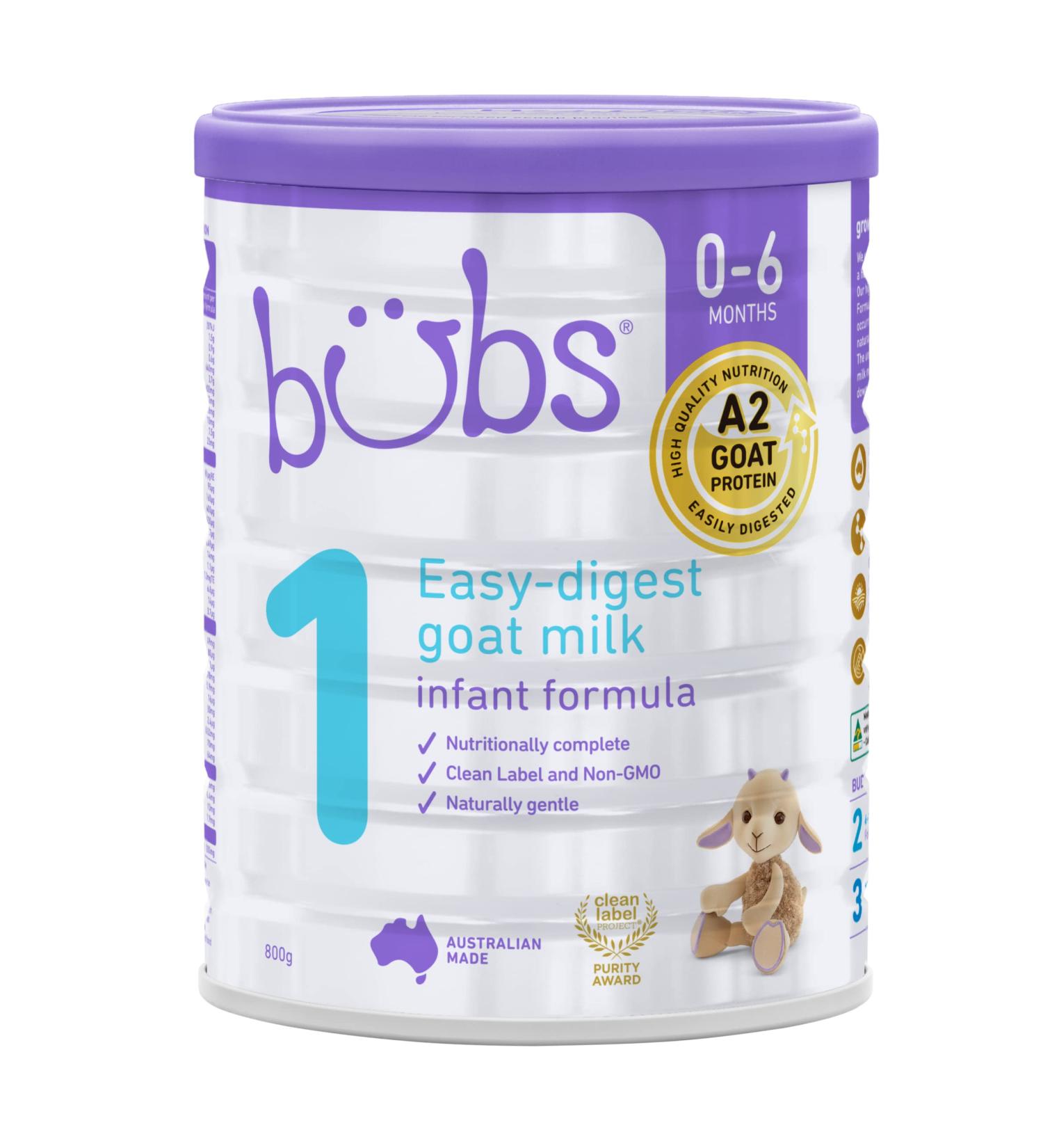 Bubs Goat Milk Infant Formula Stage 1 | 0-6 Months | Natural Goat Milk | 28.2 oz - Buy Online on GoSupps.com