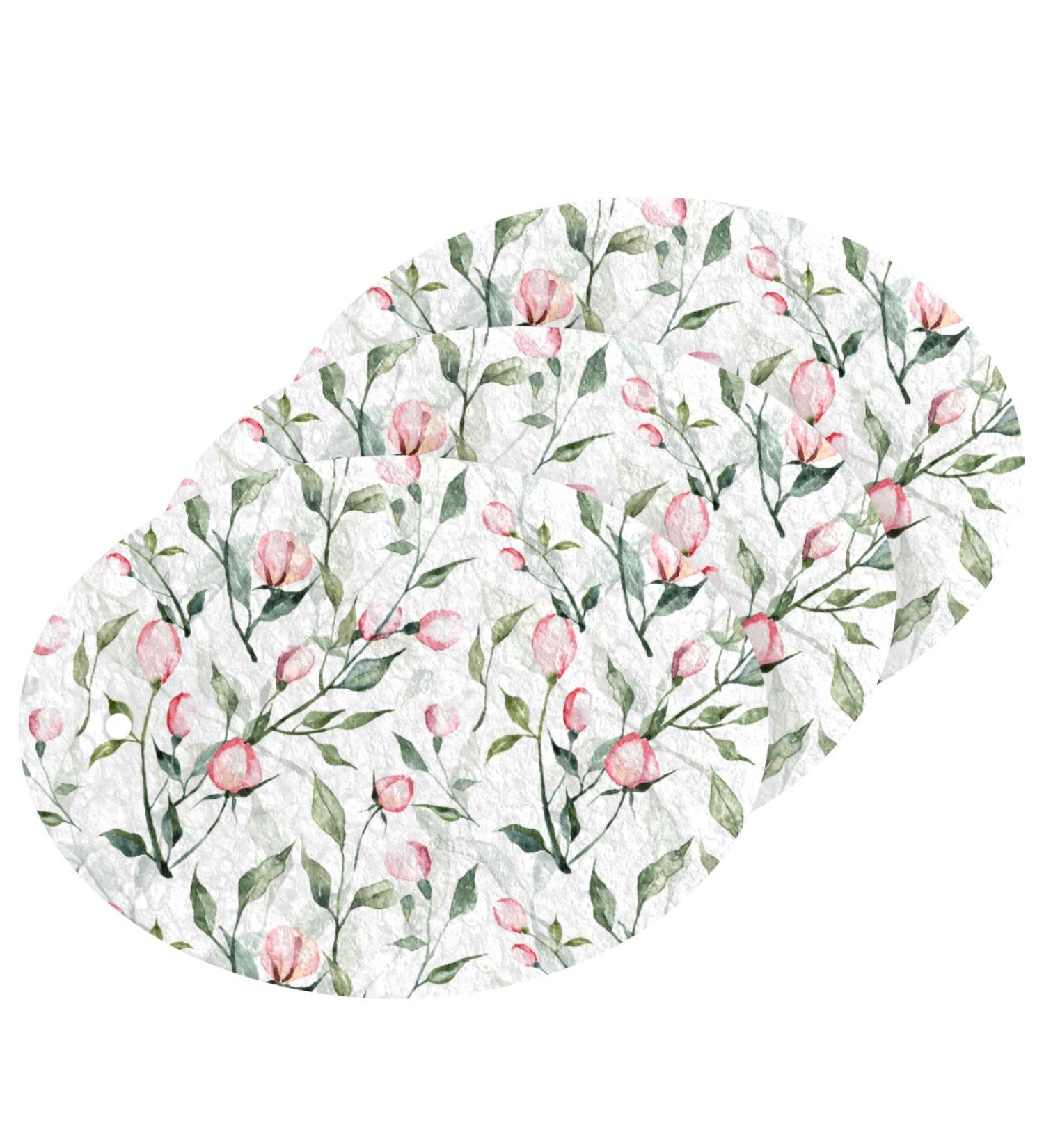 3-Pack Cleaning Kitchen Sponges Oval Rose Watercolor Pink Kitchen Cellulose Dishwashing Wood Pulp Cotton - Buy Online on GoSupps.com