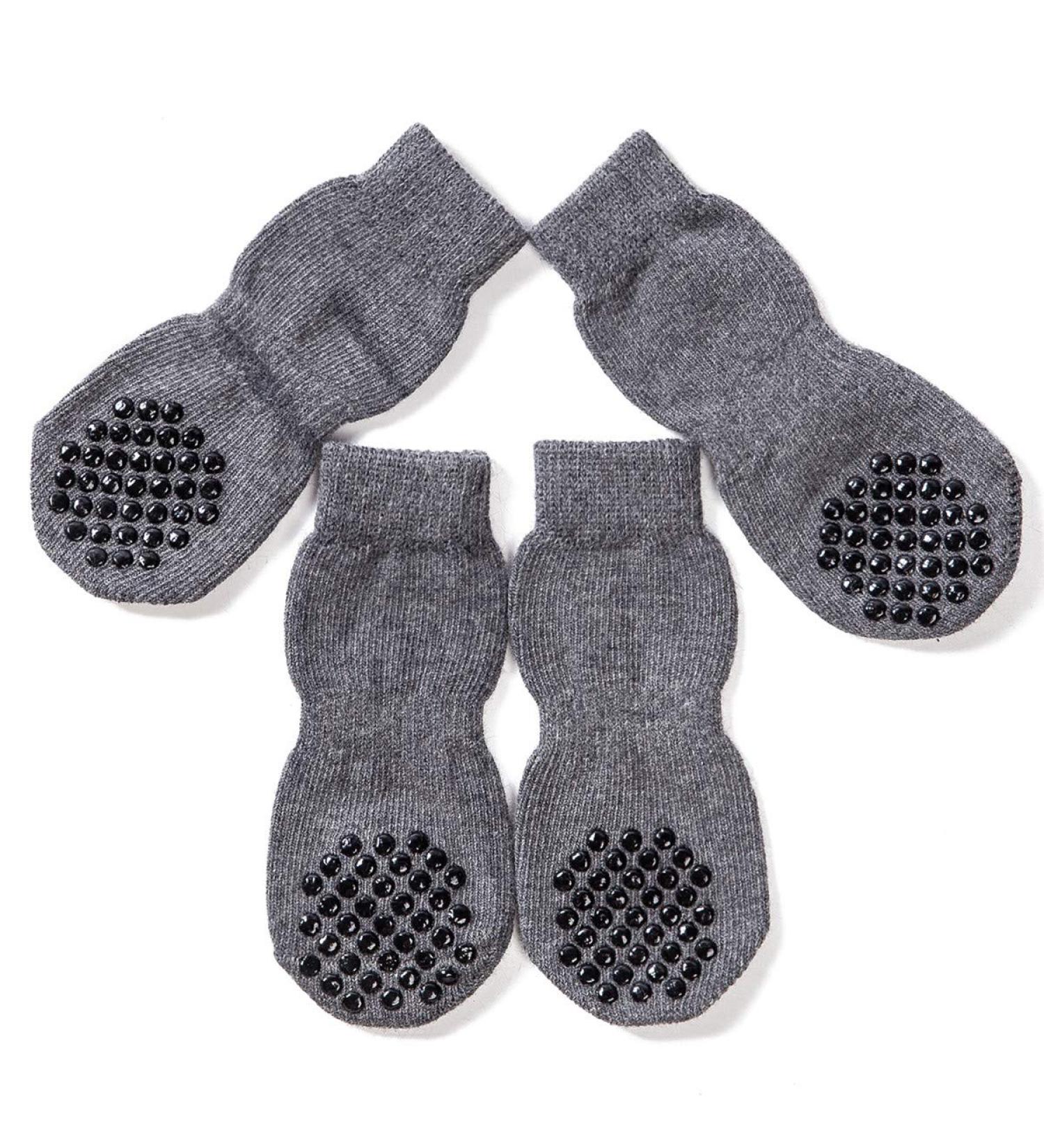 AKOPAWON Anti-Slip Socks for Dogs & Cats - 4 Pack Paw Protection | Rubber Reinforced | Sizes S-4XL for Pets 1-36kg & 5XL for Over 36kg | Gray - Buy Online on GoSupps.com