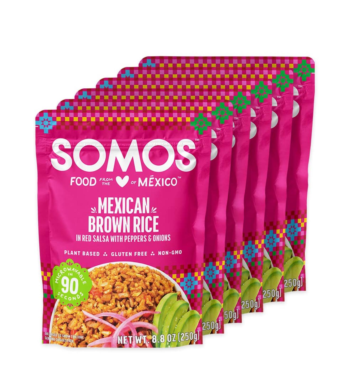 SOMOS Mexican Brown Rice 8.8 oz Pouch (Pack of 6) - Gluten-Free, Non-GMO, Vegan Microwavable Meals - Buy Online on GoSupps.com