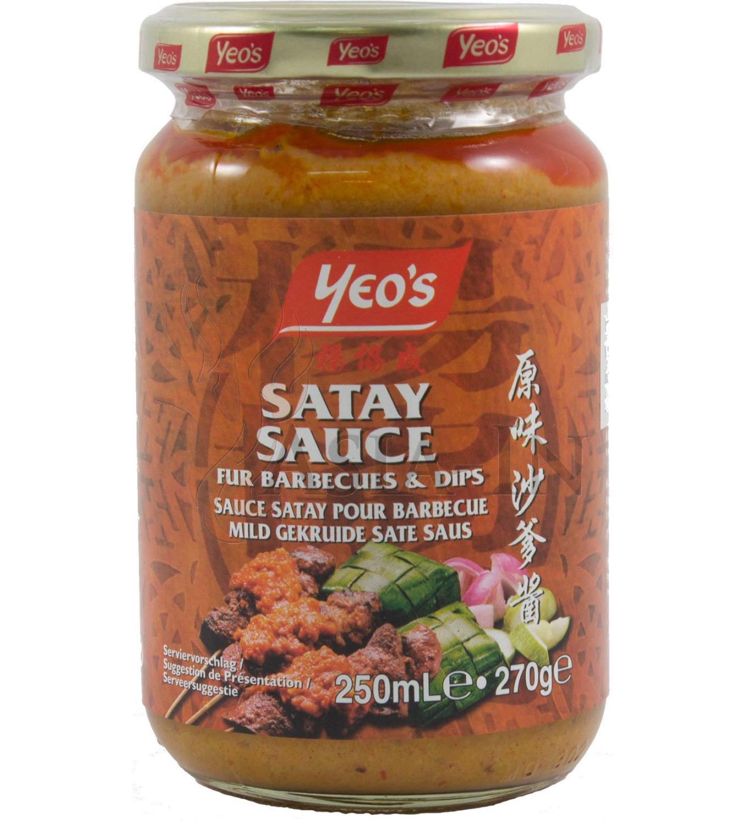 YEO'S SATAY/Sat Sauce for barbecue and side dishes 250ML - Preservative-free (Pack of 12 jars) - Buy Online on GoSupps.com