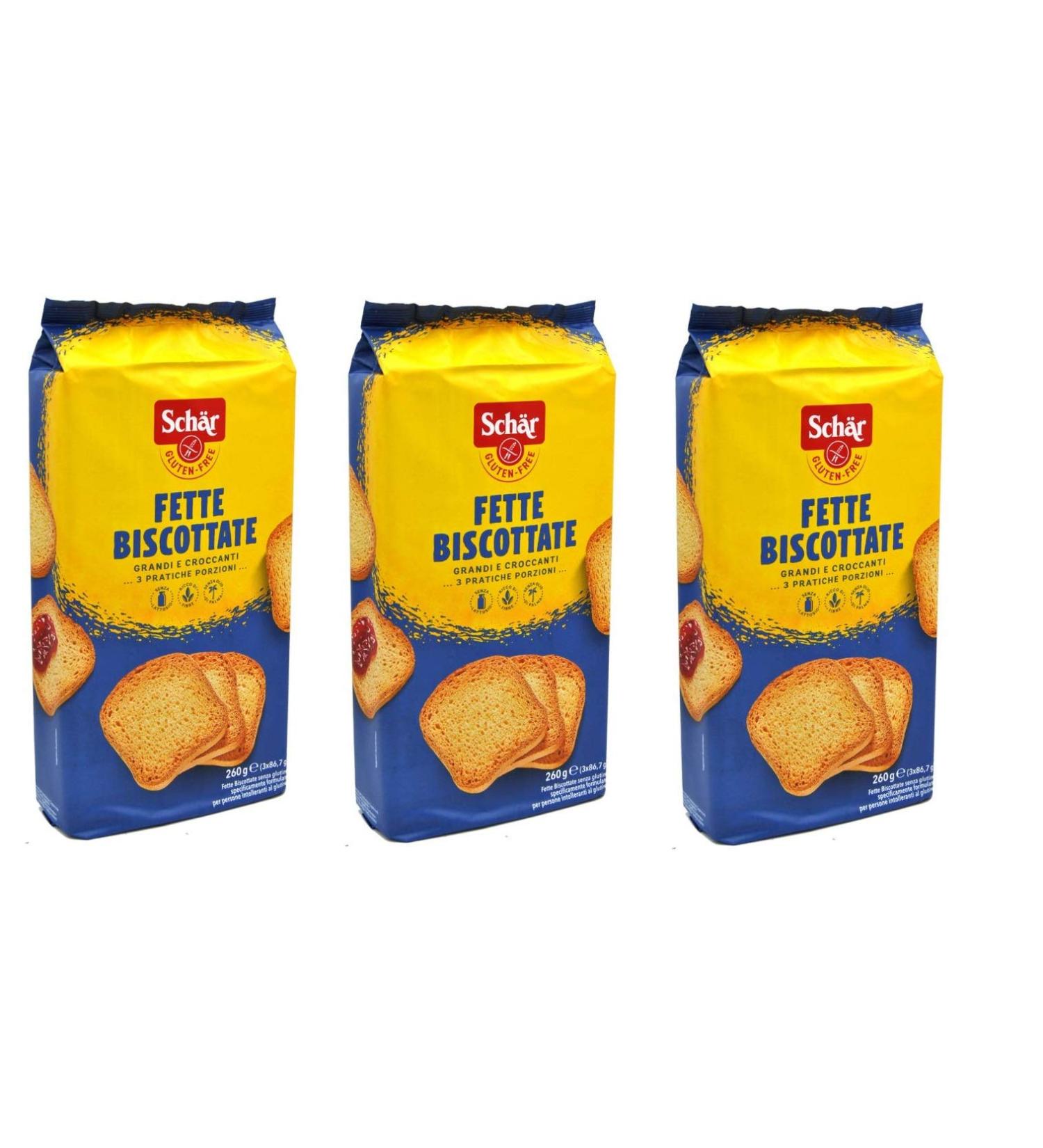 3x Schar Fette Biscottate Senza Glutine Rusk Baked Bread 260g Gluten Free