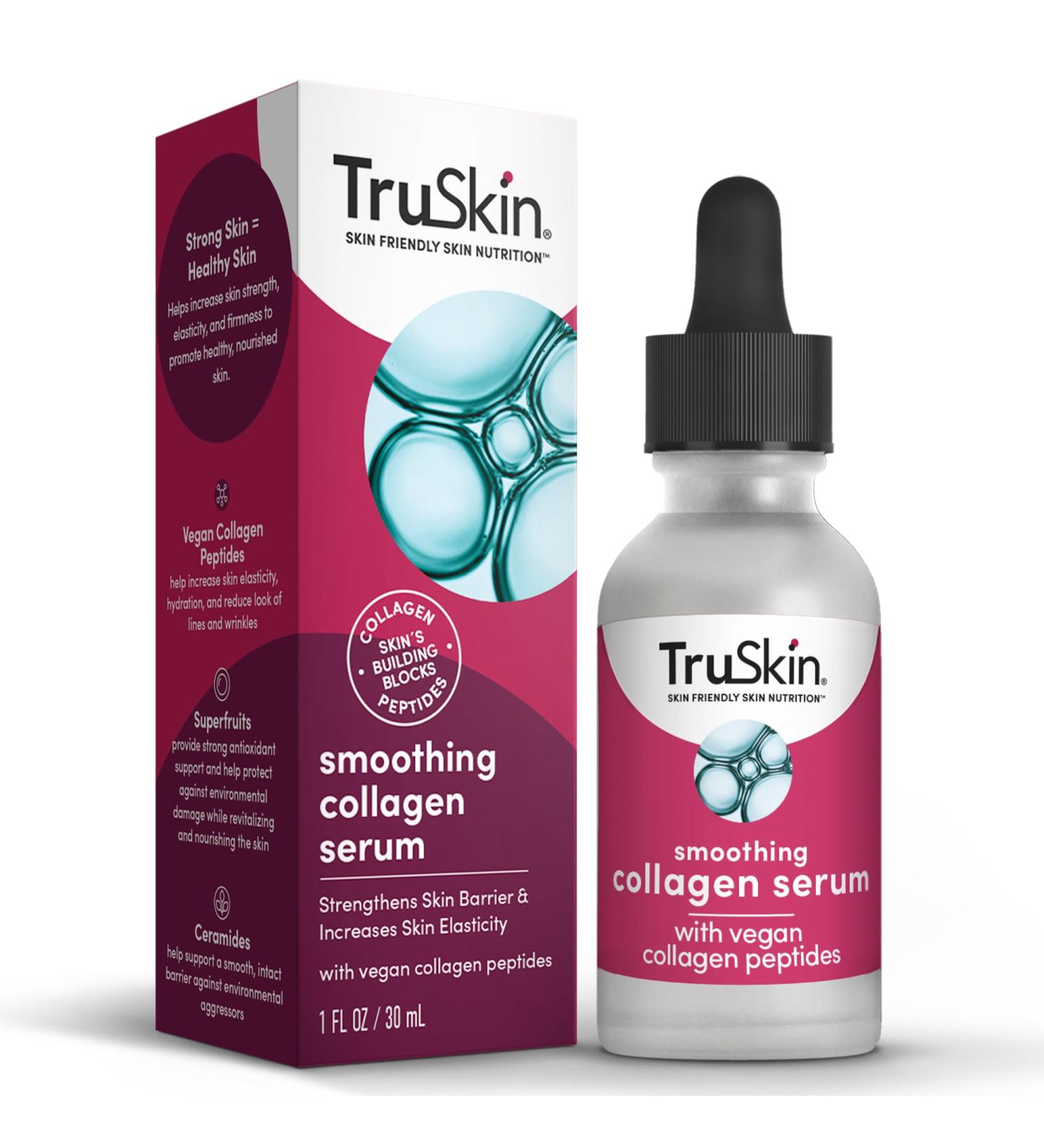 TruSkin Collagen Peptides Serum for Face Vegan Collagen Ceramides & Superfruits for Radiant Skin 1 fl. Oz International Shipping - Buy Online on GoSupps.com