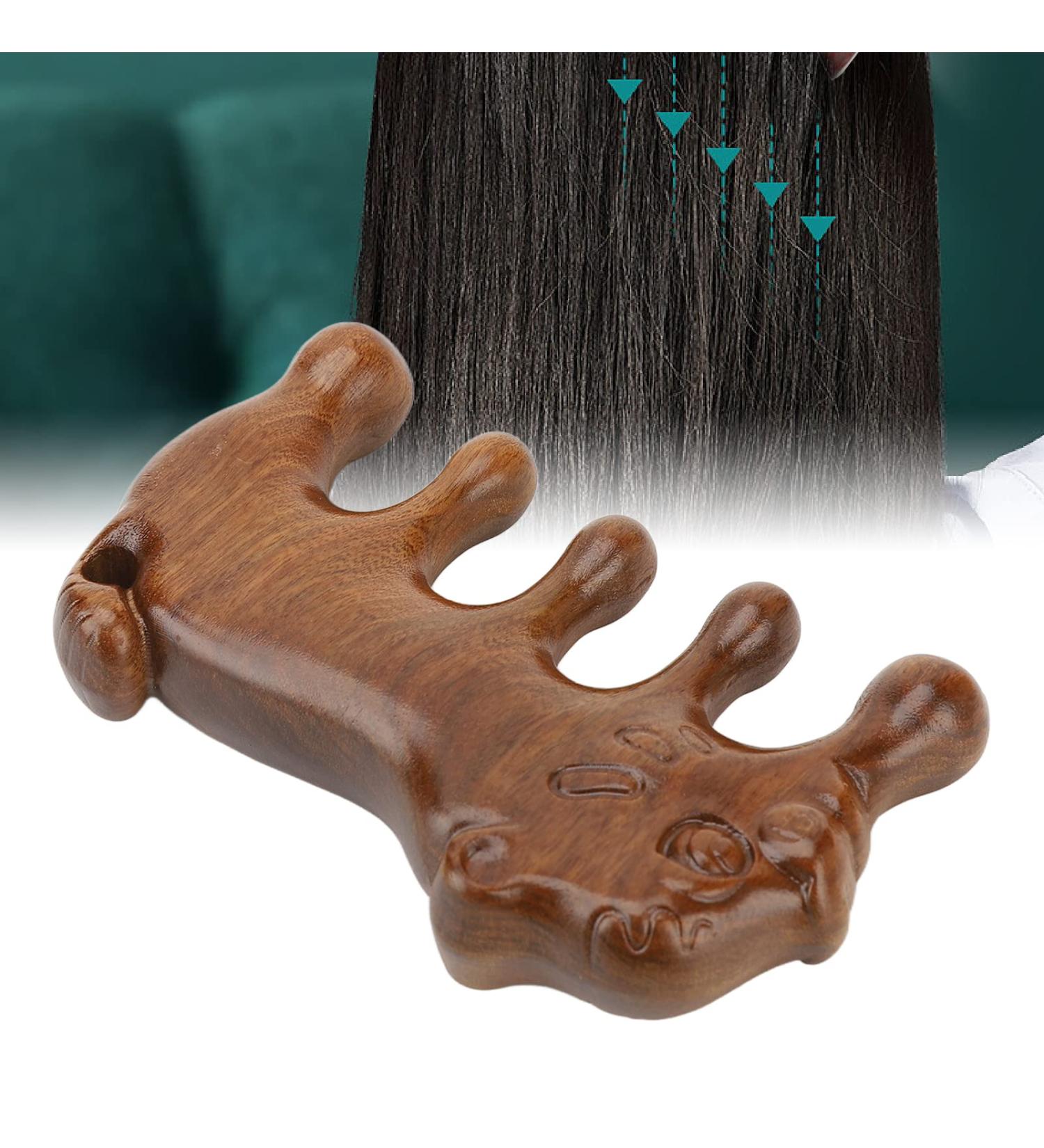 GFRGFH Wooden Animal Shape Scalp Comb - Wide Tooth Sandalwood Massage Comb for Healthy Hair & Dredge Meridian - Buy Online on GoSupps.com