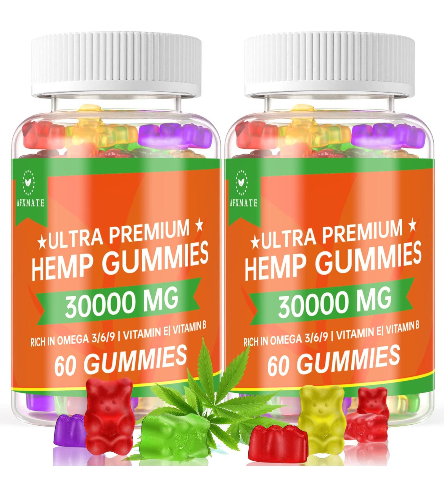 2 Pack Hemp Gummies for Relief: Calm & Rest - High Potency Natural Hemp Oil Infused Fruity Edibles - 120 Gummies, 60 Count Per Pack - Buy Online on GoSupps.com