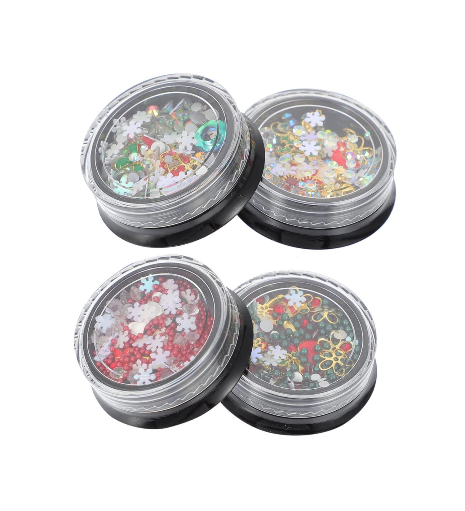 Mikinona 4 Boxes Nail Art Accessories Nail Diamonds Beads Christmas Stocking Suffers Diy Nail Art Decoration Christmas Nail Rhinestones Gems on Nails Nail Crystals Gems Alloy 3d Metal - Buy Online on GoSupps.com