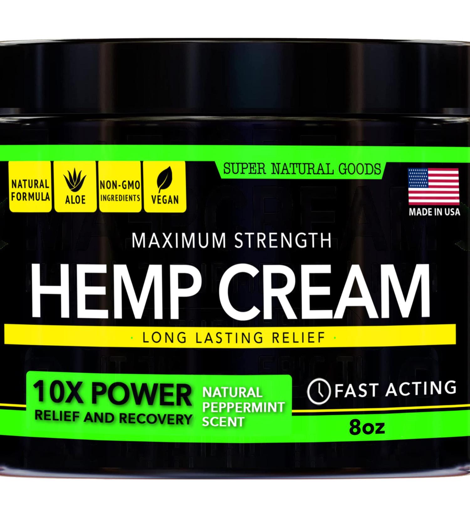 Hemp Cream with Arnica & Hemp Extract - Made in USA - 8 Ounce - for Skin, Back, Muscles & Shoulders - Buy Online on GoSupps.com