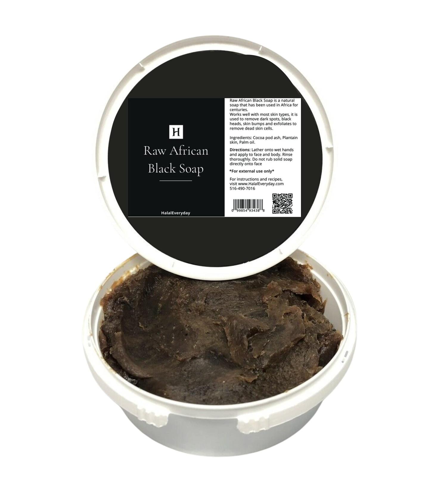 HalalEveryDay African Black Soap paste 16 oz - Made with pure Raw African Black soap - Free of all chemicals