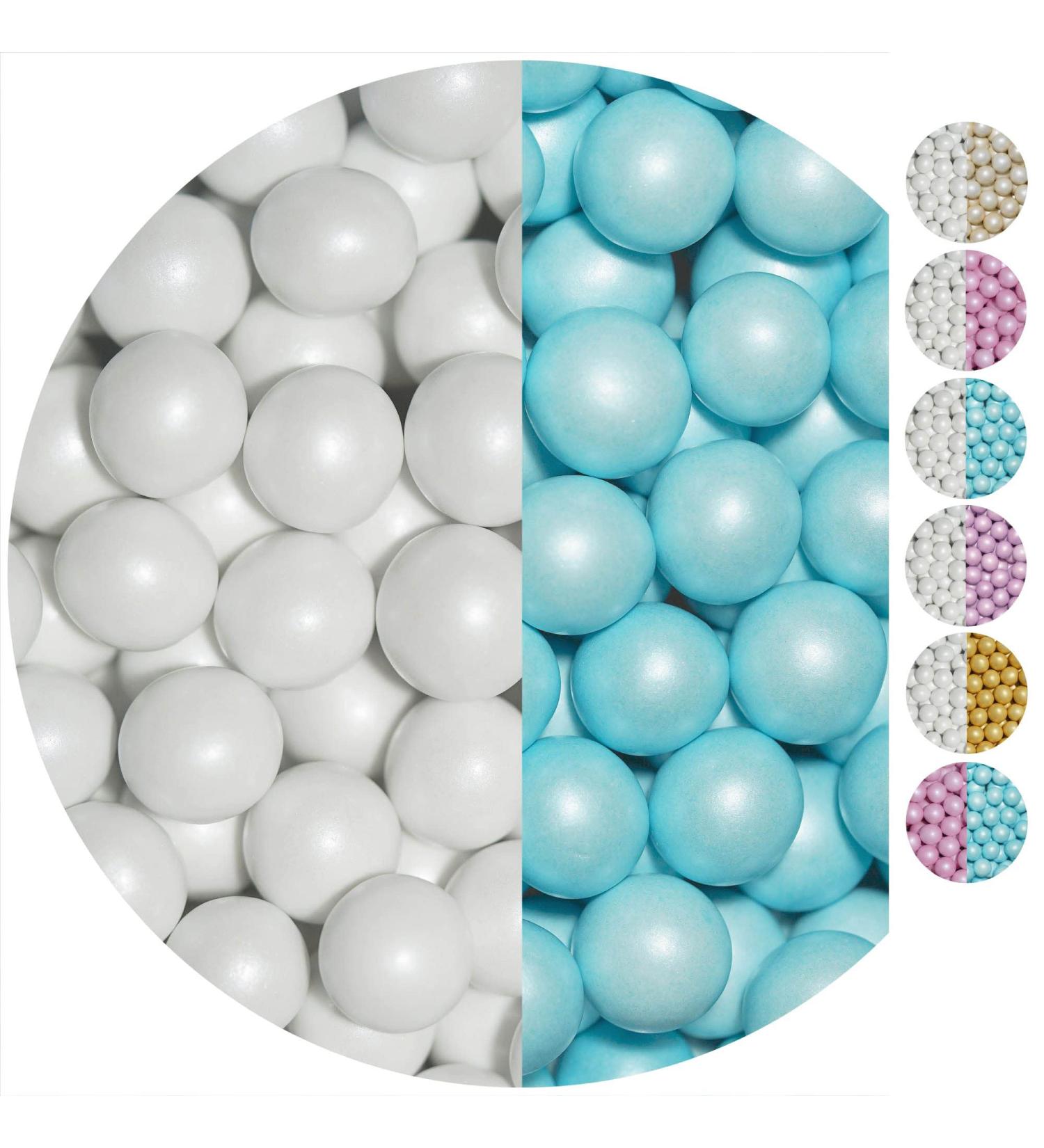One-in 700g Crispy Chocolate Operlen Mix - White & Bright Blue Pearl Gloss - Perfect for Weddings Baptisms & Communions | Chocolate Ball Guest Gifts & Candy Bar Options - Buy Online on GoSupps.com