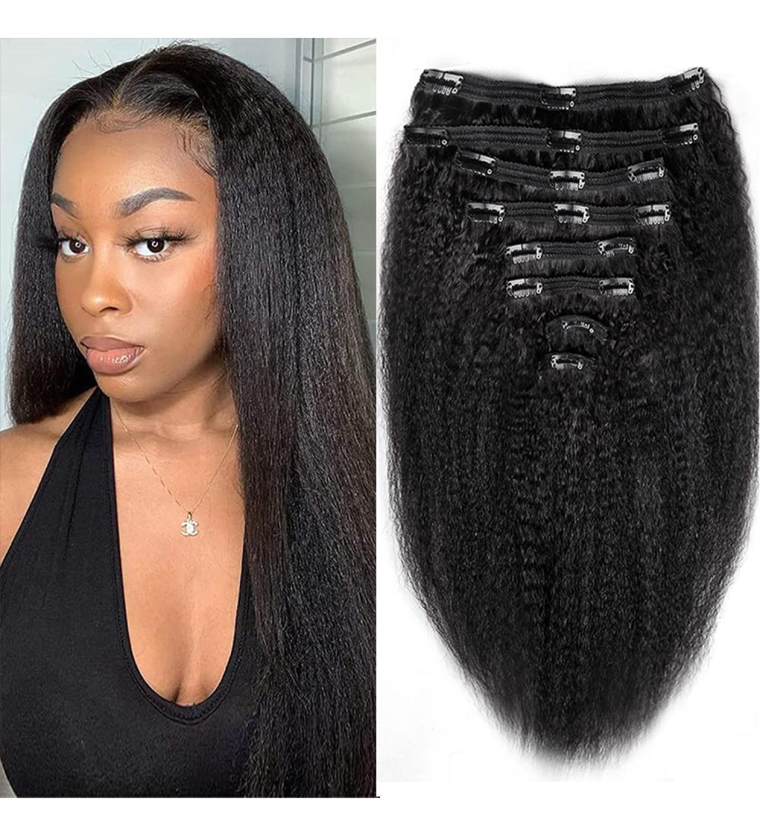 Brazilian Remy Kinky Straight Clip In Hair Extensions - Natural Black 16 120g - Buy Online on GoSupps.com