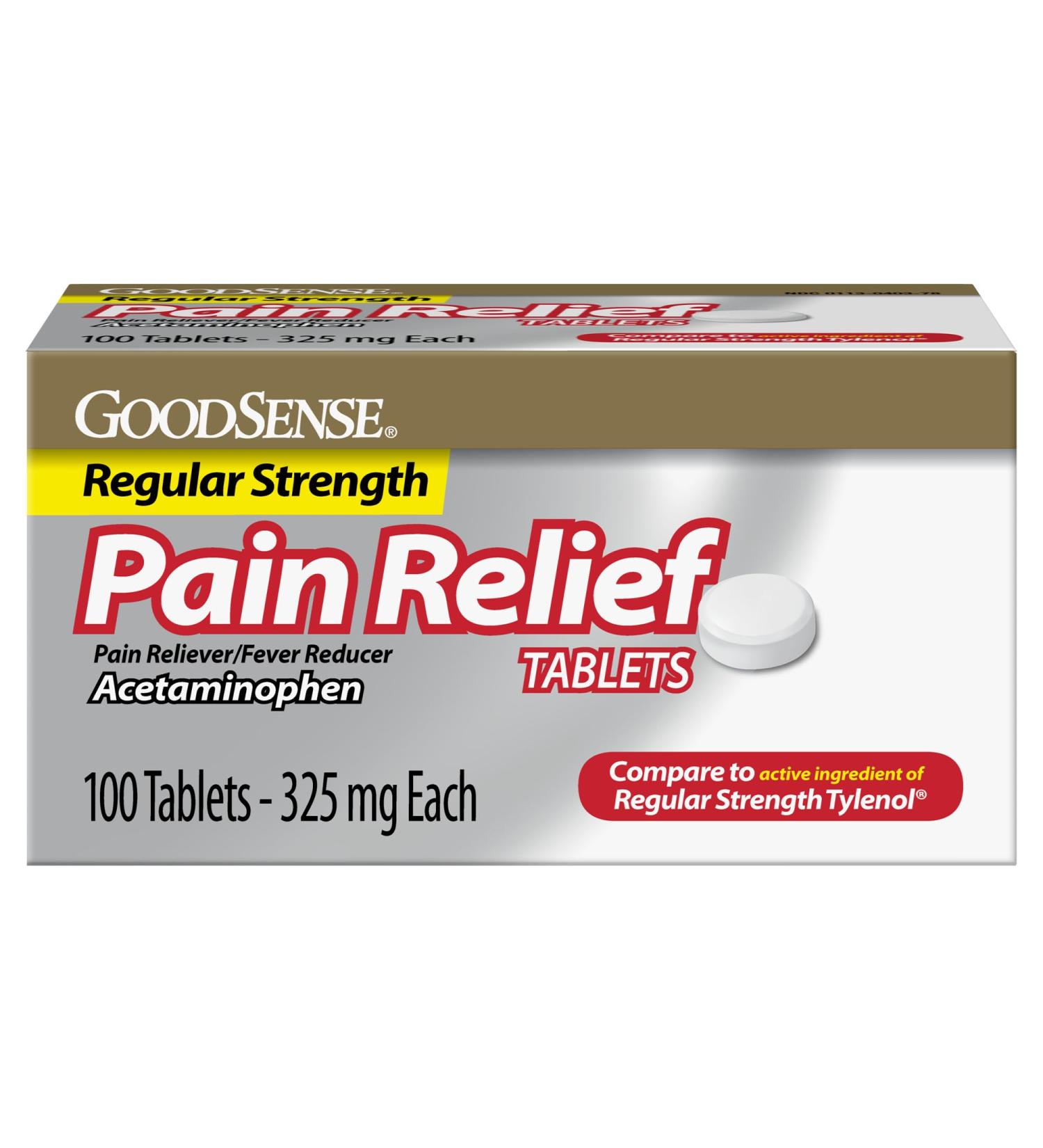 Pain Relief Acetaminophen Tablets 325 mg Regular Strength Pain Reliever and Fever Reducer - Buy Online on GoSupps.com