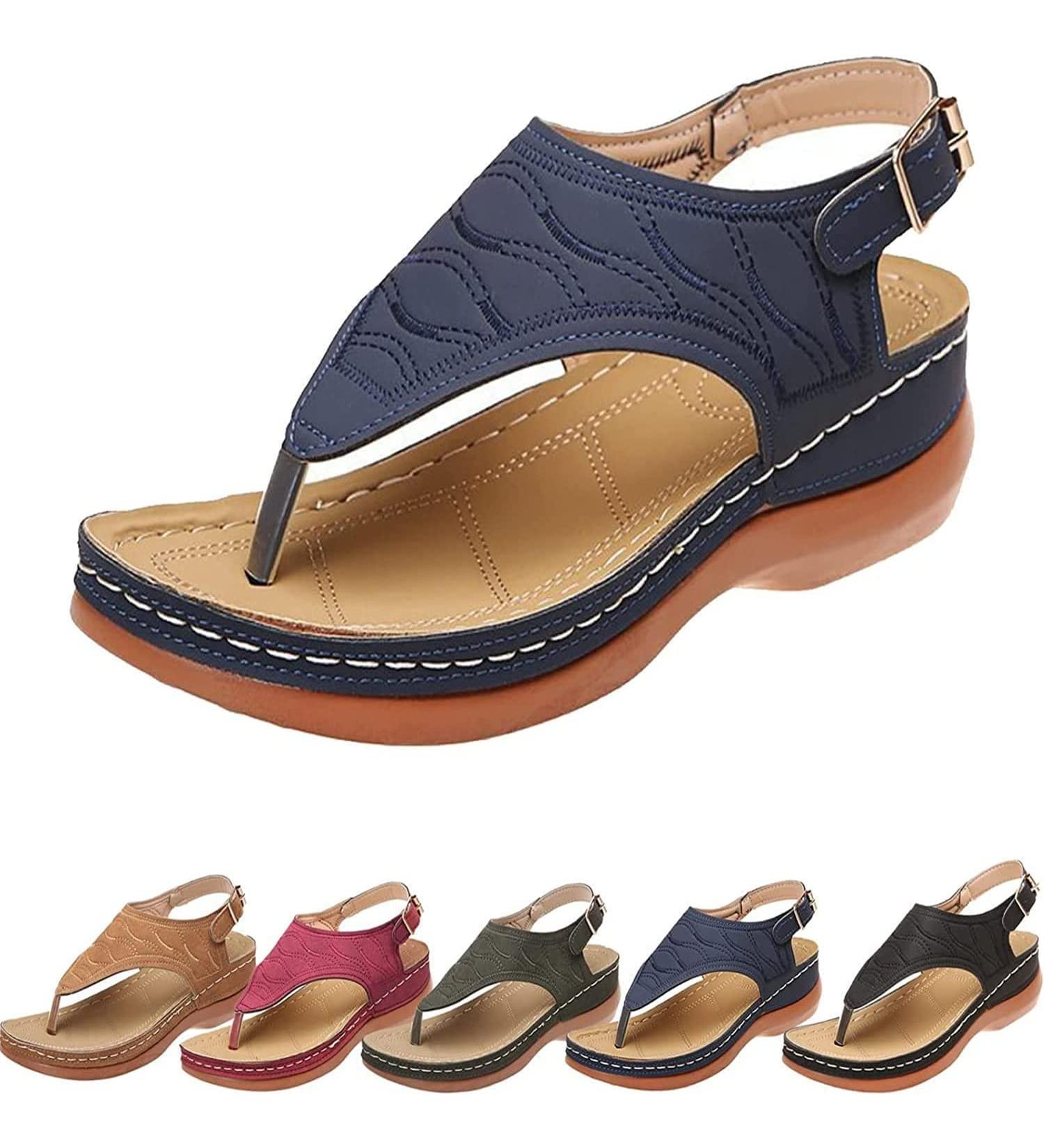 VBSOTLMF Wellmesi Leather Orthopedic Arch Support Sandals Blue - Size 6 - Buy Online on GoSupps.com