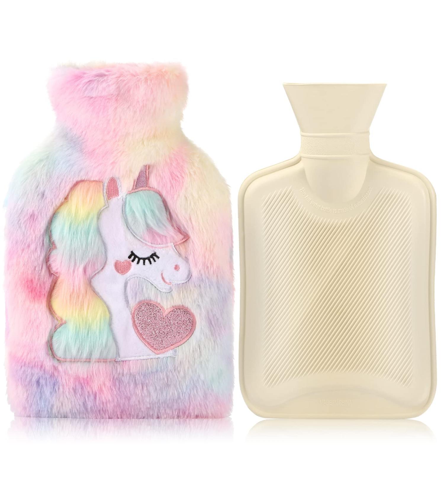 Unicorn Plush Hot Water Bottle Cover | Removeable & Washable | 1L Natural Rubber | Red | Warm in Winter | Neck, Waist, Back, Legs, Shoulder - Buy Online on GoSupps.com