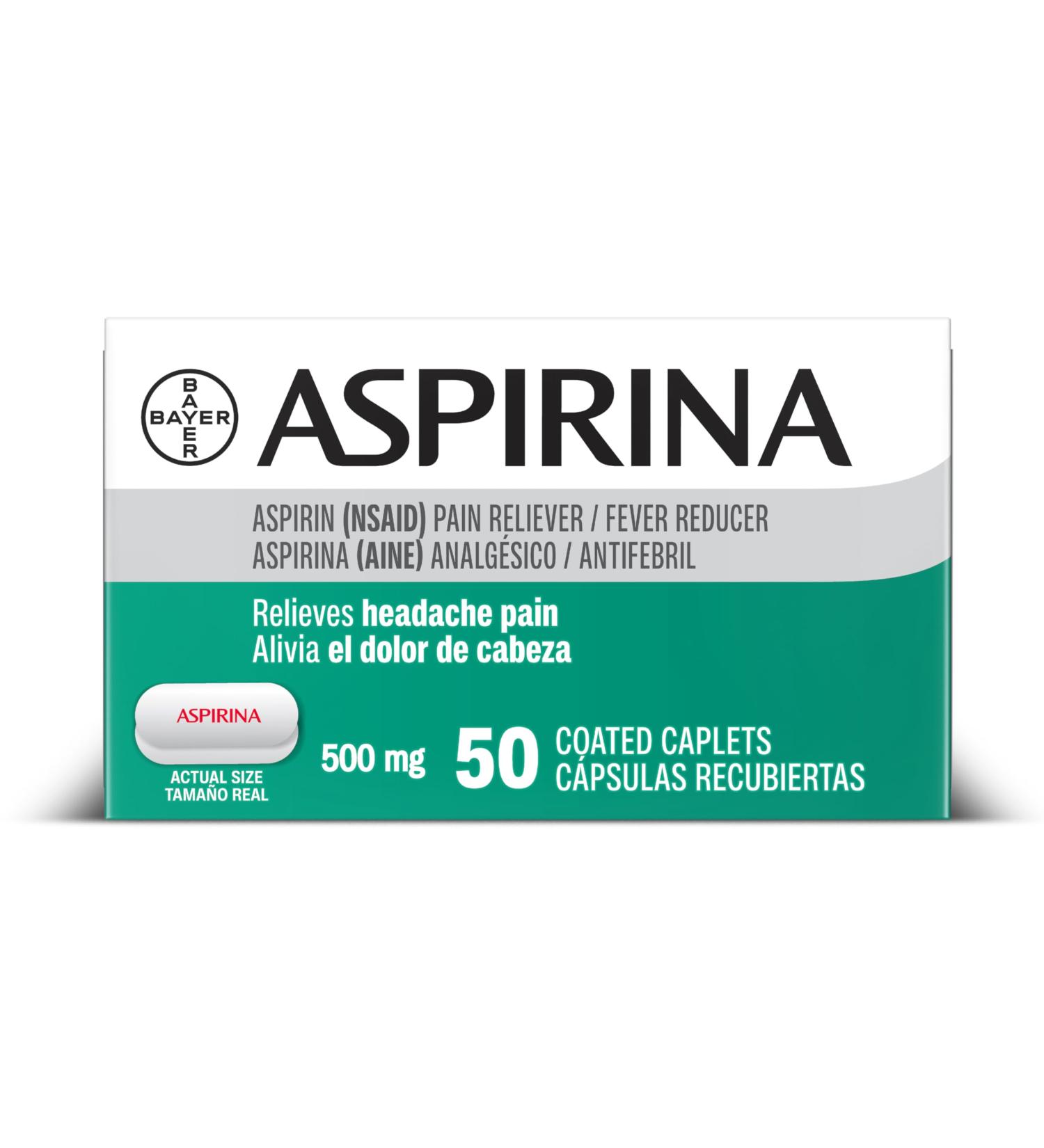 Aspirina Pain Reliever 500mg Aspirin Medicine Headache Relief 50 Count - Buy Online on GoSupps.com