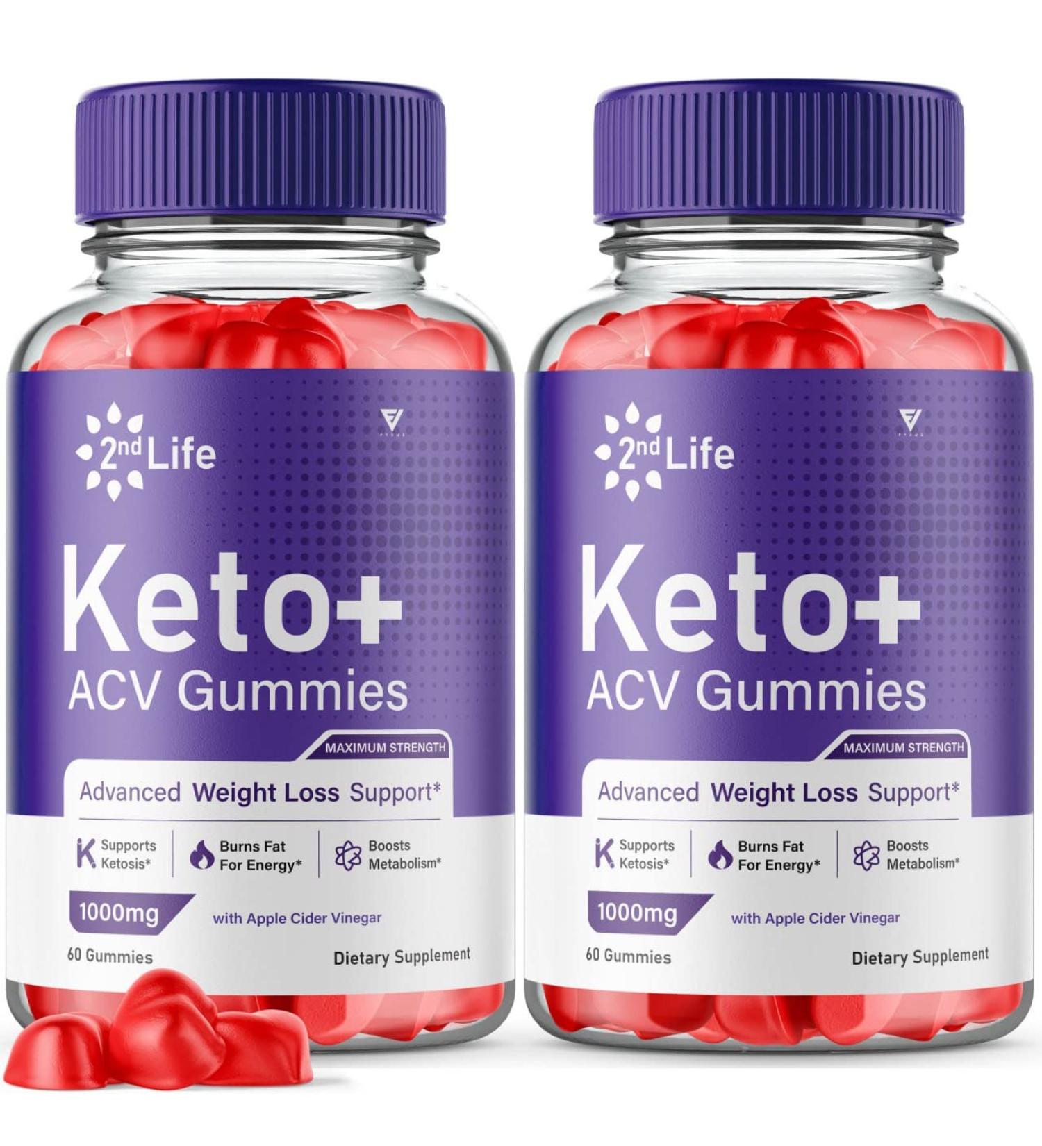 (2 Pack) 2nd Life Keto ACV Gummies - Advanced Weight Loss Formula with Oprah Winfrey's Apple Cider Vinegar - 120 Gummies - Buy Online on GoSupps.com