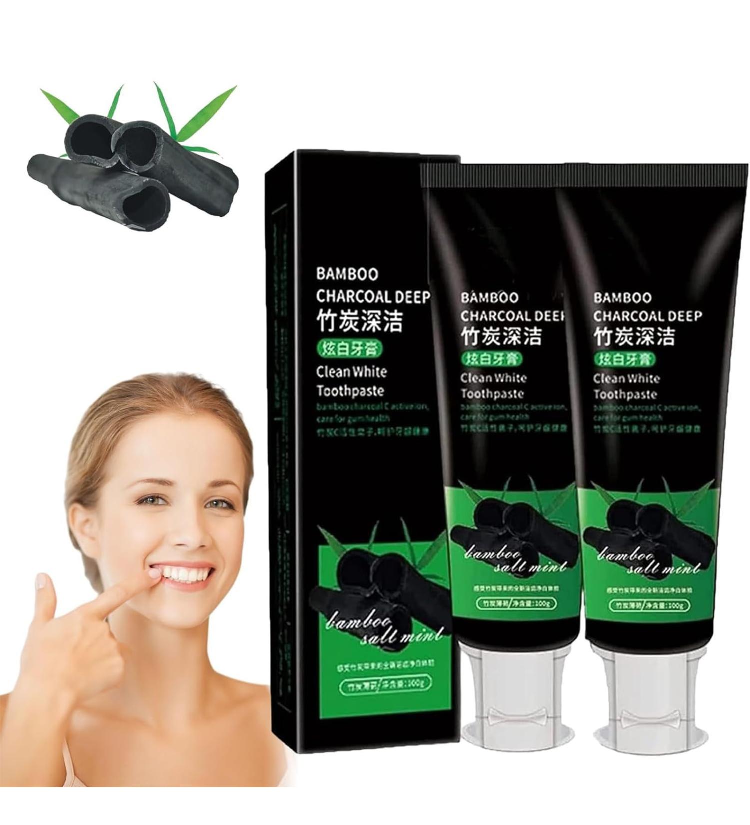 Yanjiayi Bamboo Coal Deep Cleaning Toothpaste - Clean White Formula for Fresh Breath & Stain Removal (2 PCs) | Activated Charcoal Toothpaste for Whitening - Buy Online on GoSupps.com