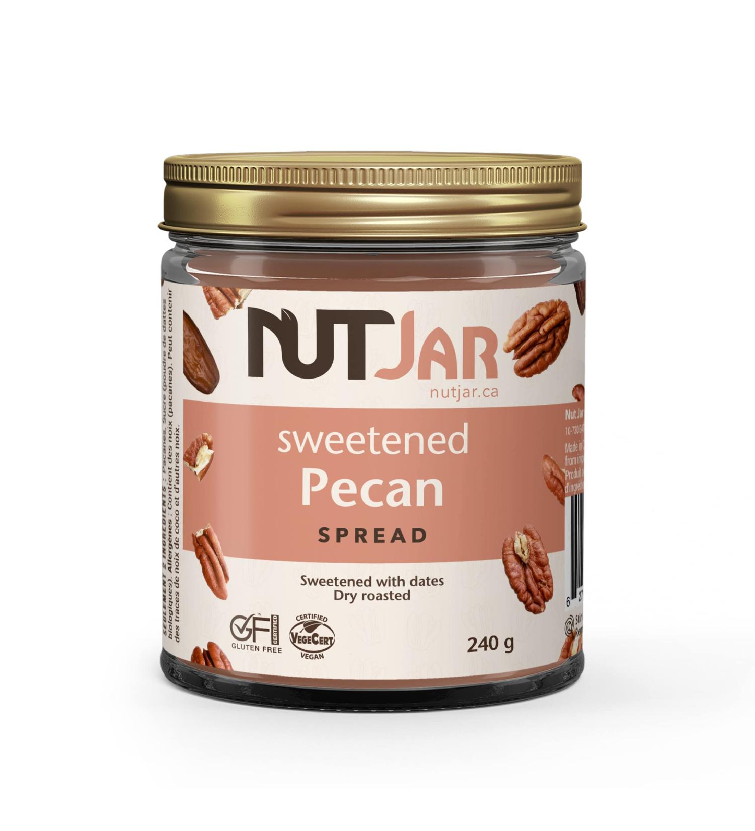 NutJar Premium Pecan Spread 240 g No Artificial Colours or Preservatives Vegan Gluten Free Keto Friendly Made in Canada 240 g (Pack of 1) - Buy Online on GoSupps.com