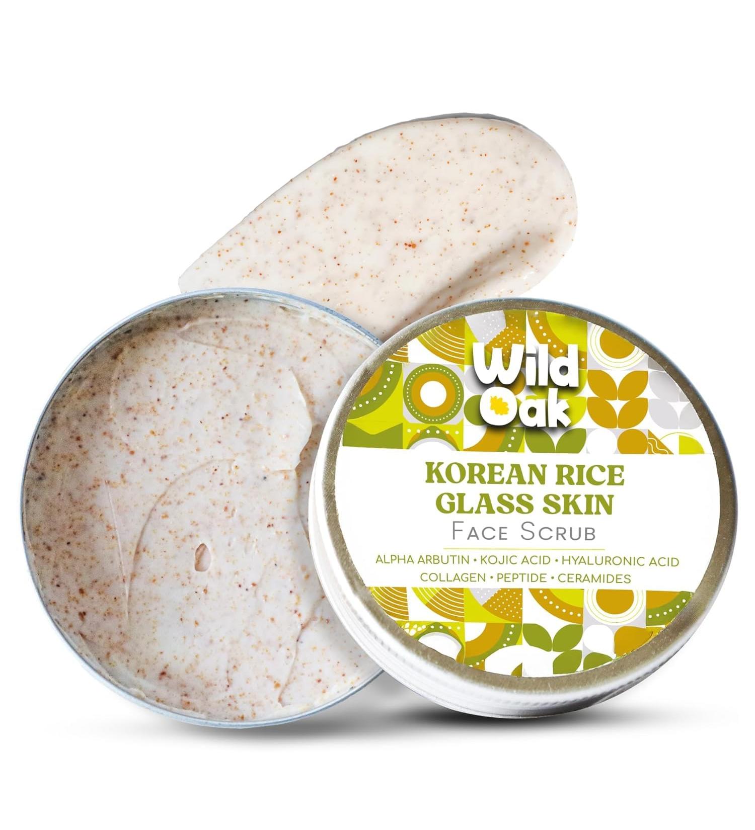 Korean Rice Exfoliating Face Scrub | Brightening De-Tan & Pigmentation Care | With Kojic Acid Alpha Arbutin & Hyaluronic Acid | Gentle Scrub for Glass Skin Hydration & Smooth Glow | 100g - Buy Online on GoSupps.com
