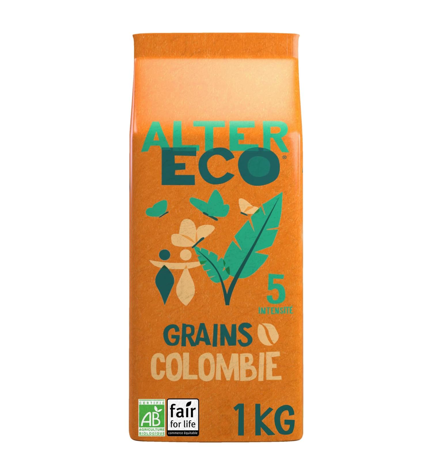 ALTER ECO - Coffee Beans - Organic Arabica Coffee from Colombia - Intensity 5 - Fair Trade - 1 kg - Buy Online on GoSupps.com