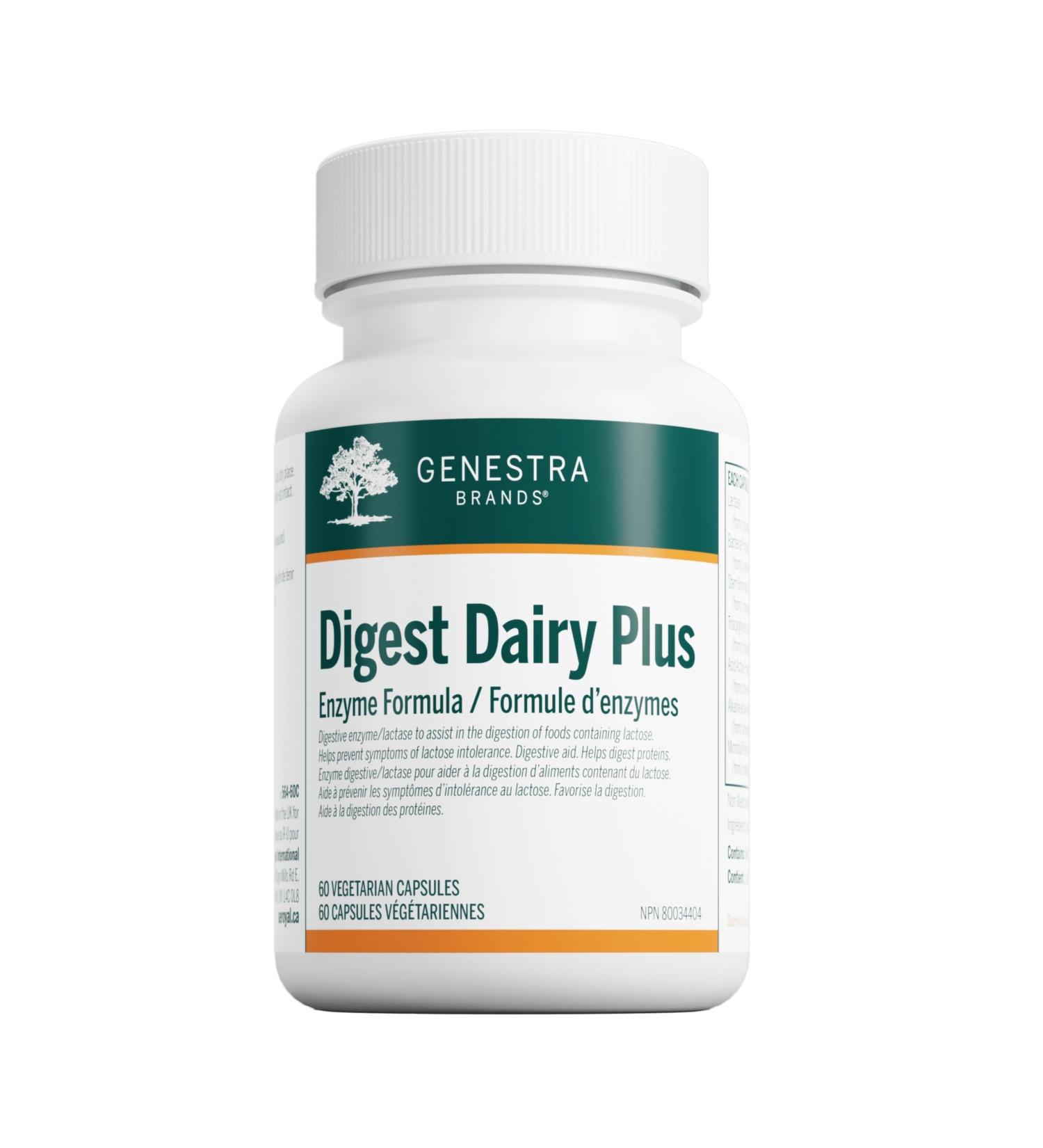 Genestra Brands - Digest Dairy Plus - Enzyme Formula to Assist Digestion of Dairy Products - 60 Vegetable Capsules - Buy Online on GoSupps.com